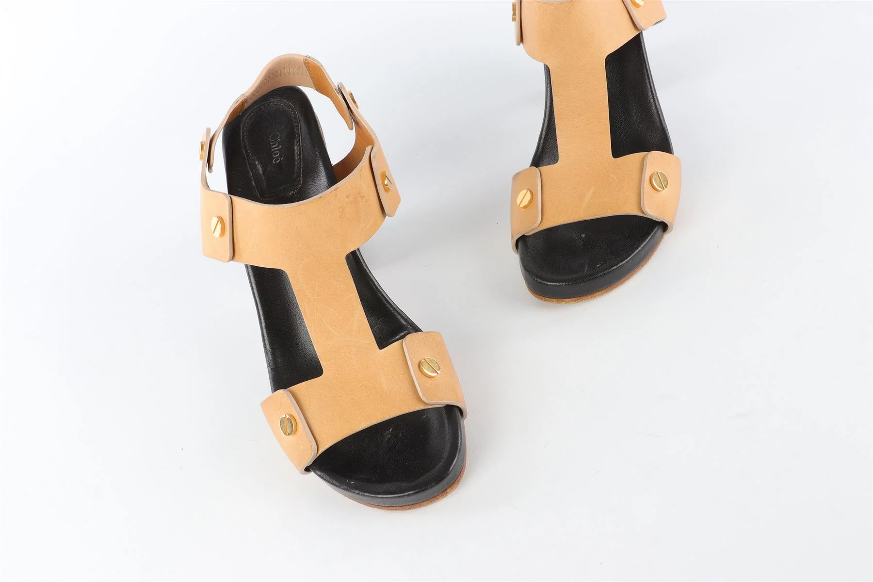 CHLOÉ BEIGE LEATHER SANDALS EU 38 UK 5 - Image 4