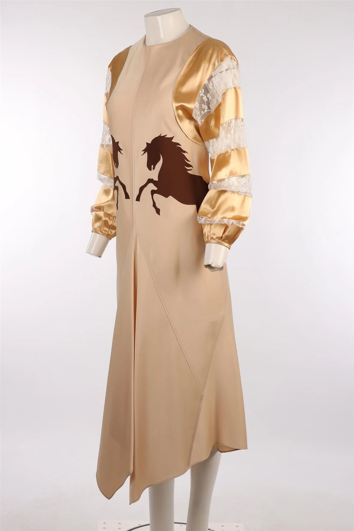 CHLOÉ BEIGE SATIN MAXI DRESS FR 38 UK 10 - Image 3