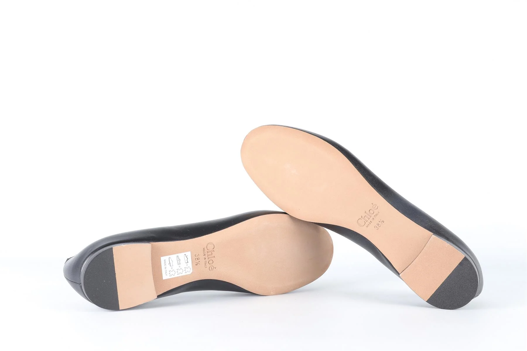 CHLOÉ BLACK LAUREN LEATHER BALLET FLATS EU 38.5 UK 5.5 US 8.5 - Image 6