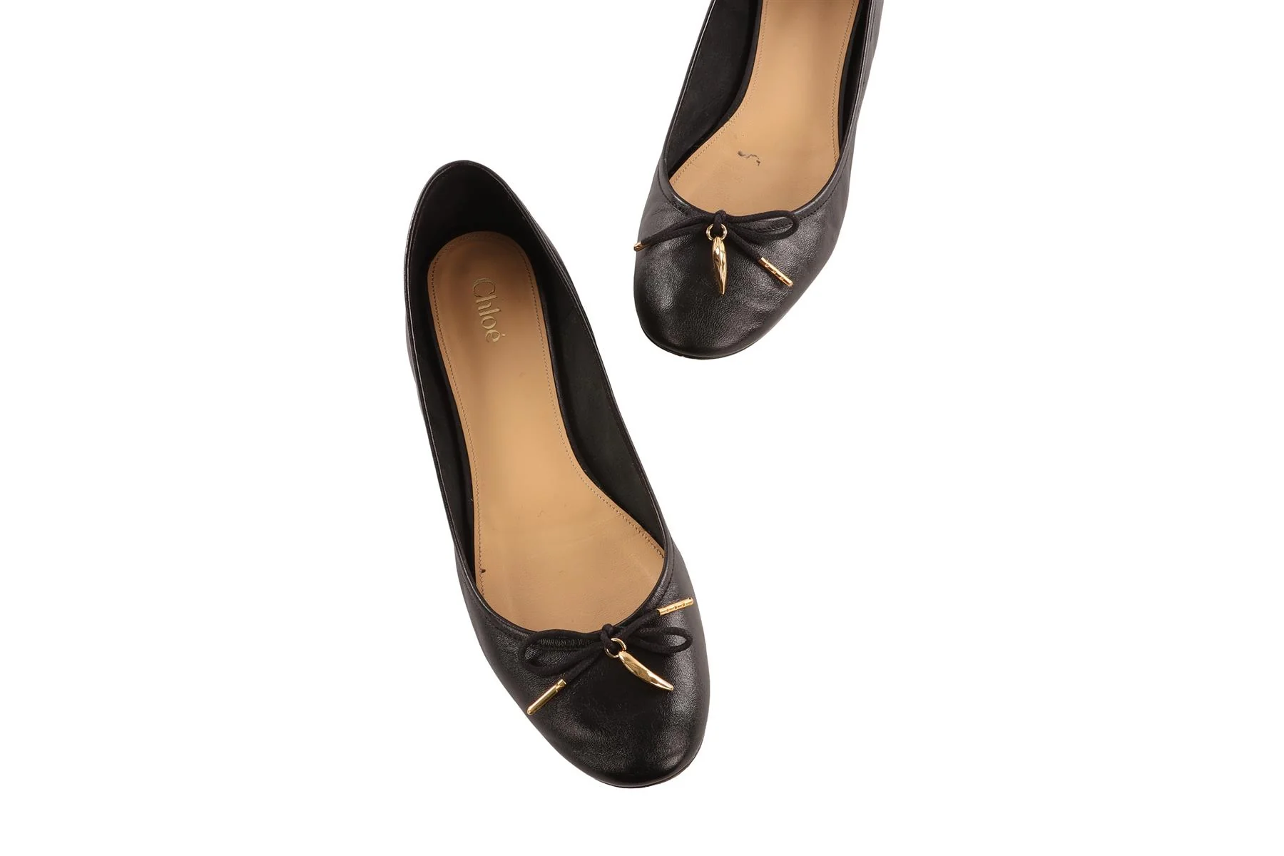 CHLOÉ BLACK LEATHER BALLET FLATS EU 38.5 UK 5.5 - Image 4