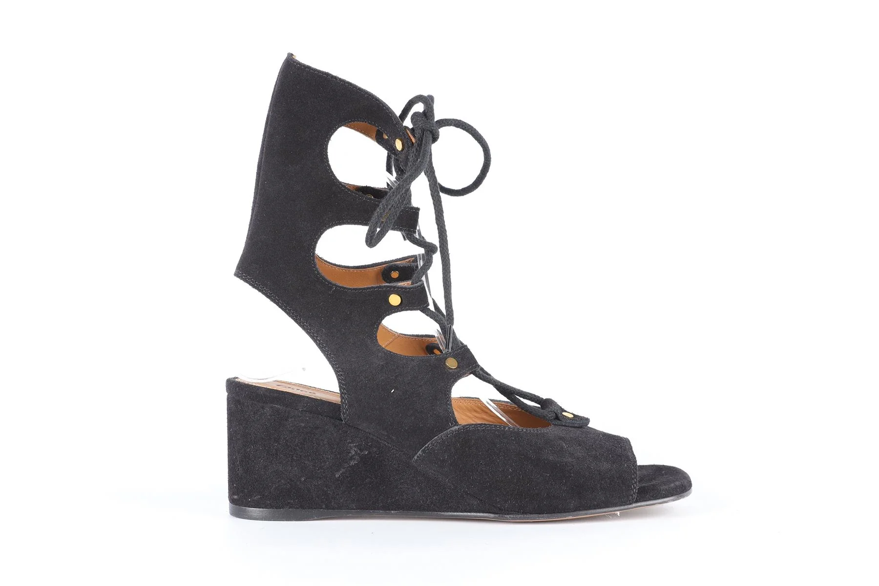 CHLOÉ BLACK SUEDE WEDGE SANDALS EU 38 UK 5 US 8 - Image 2