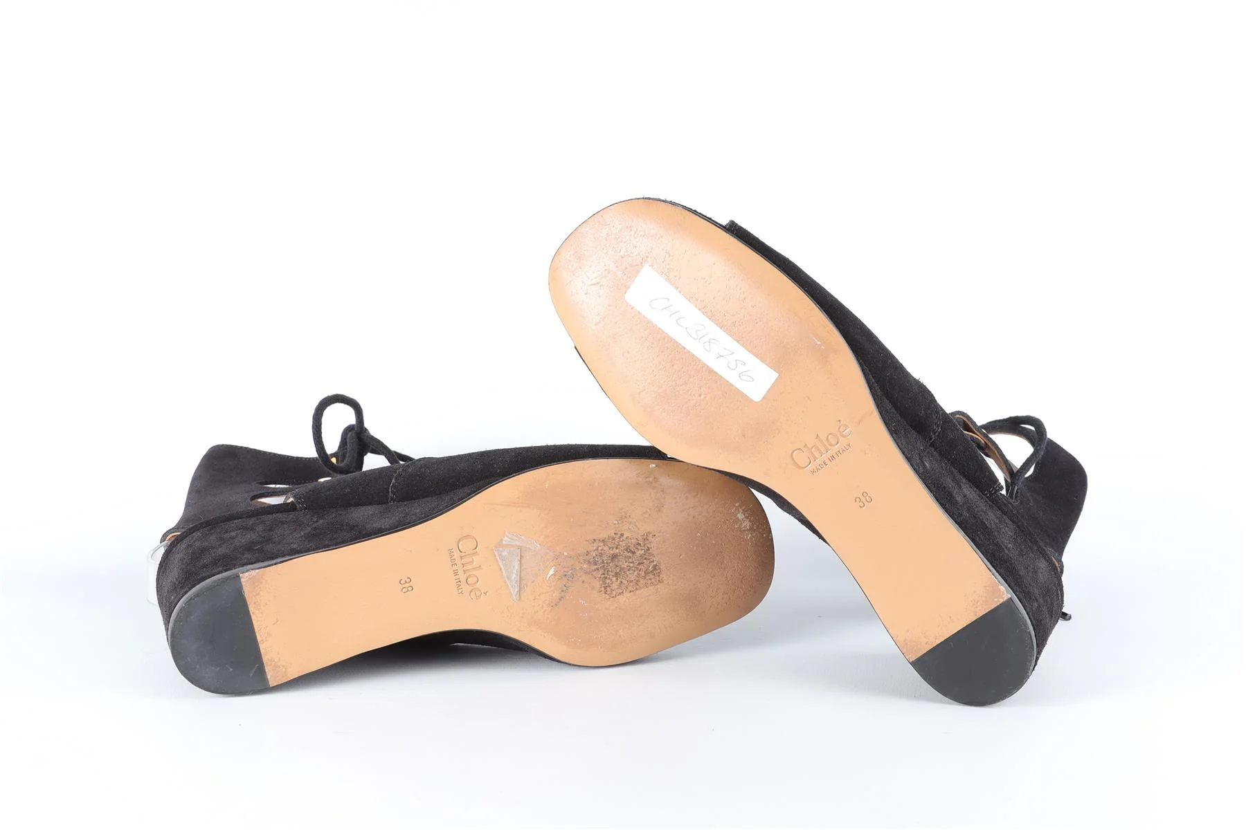 CHLOÉ BLACK SUEDE WEDGE SANDALS EU 38 UK 5 US 8 - Image 6