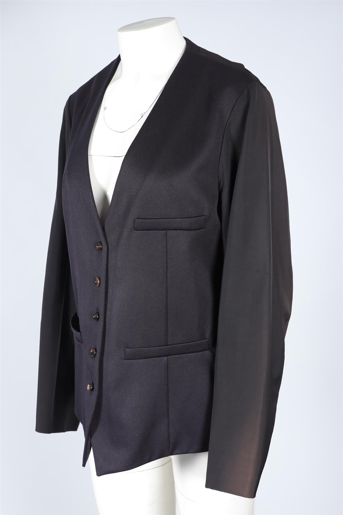 CHLOÉ BLACK WOOL JACKET FR 44 UK 16 - Image 3