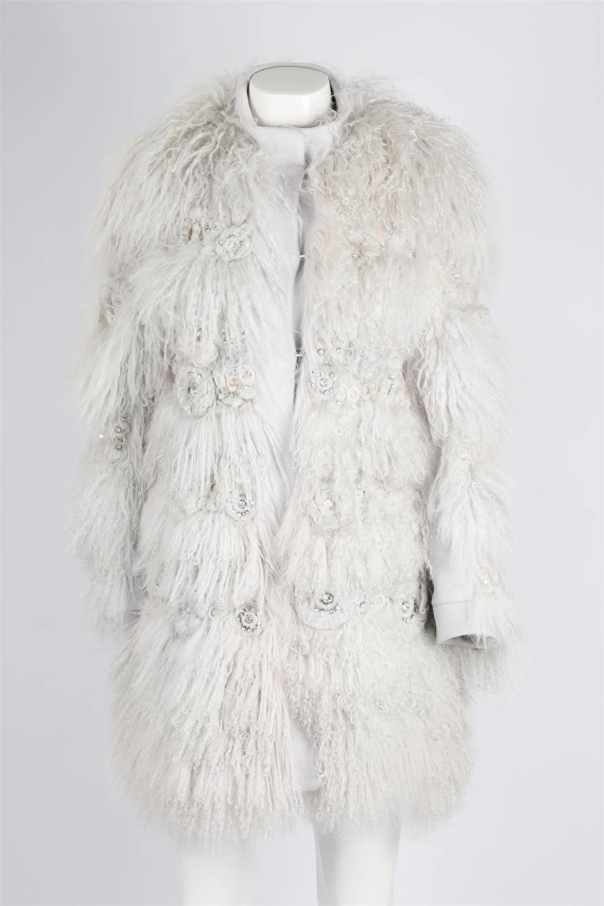 CHLOÉ BLUE CRYSTAL AND SHEARLING COAT FR 36 UK 8 - Image 3