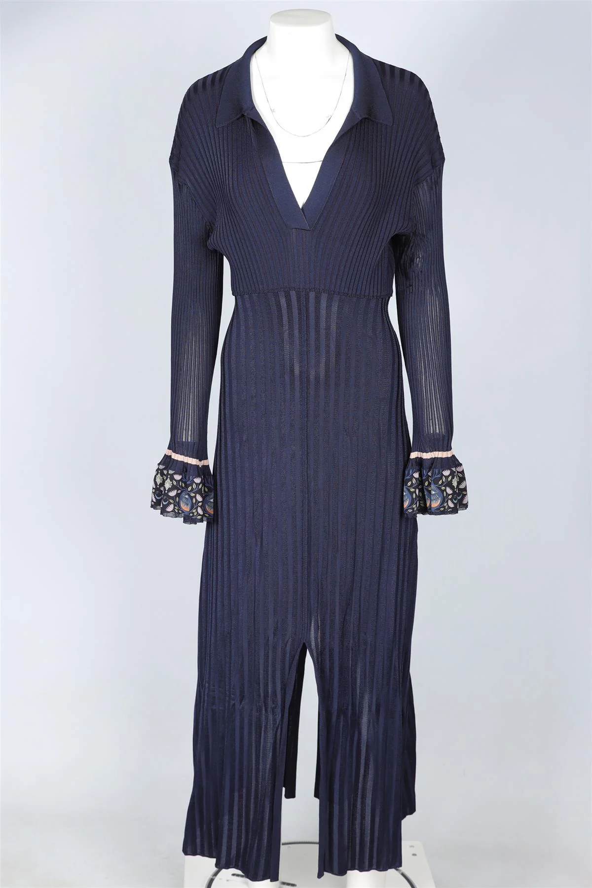 CHLOÉ BLUE KNIT MAXI DRESS LARGE - Image 2