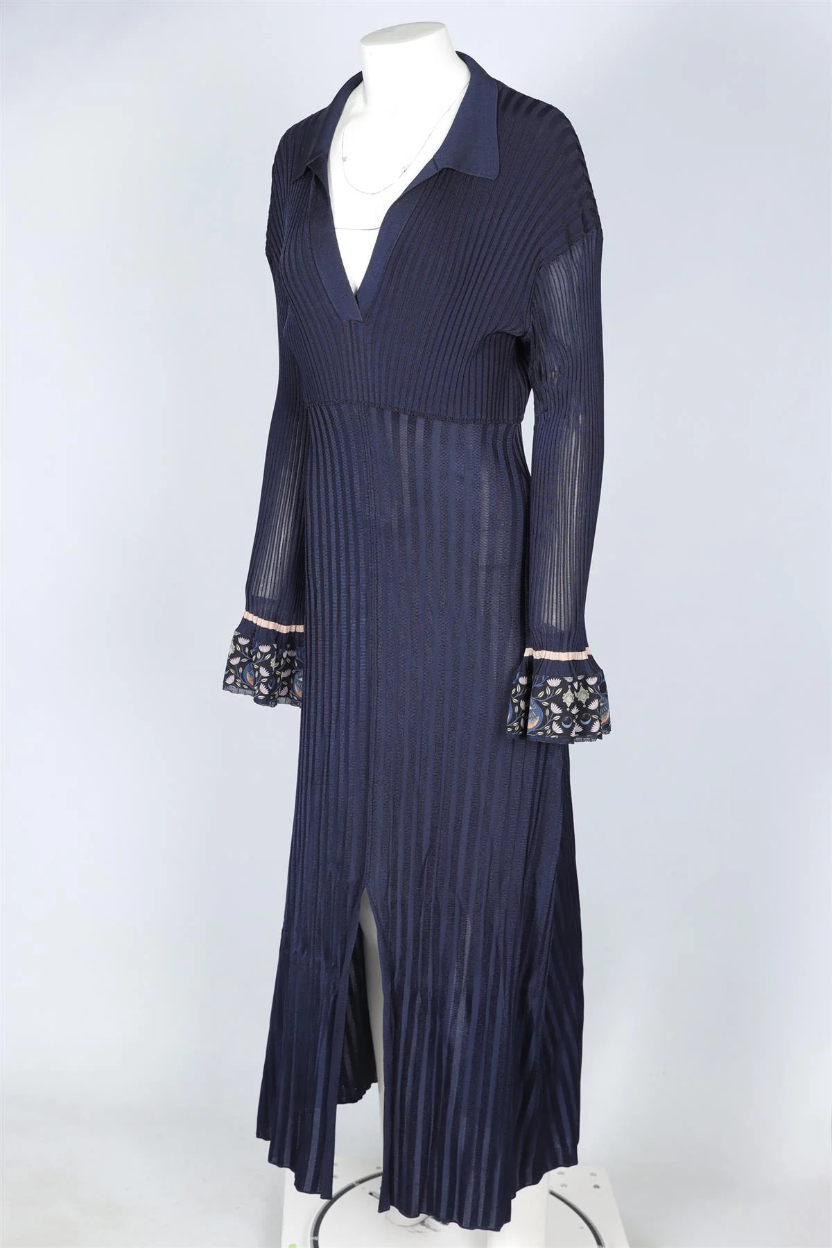 CHLOÉ BLUE KNIT MAXI DRESS LARGE - Image 3