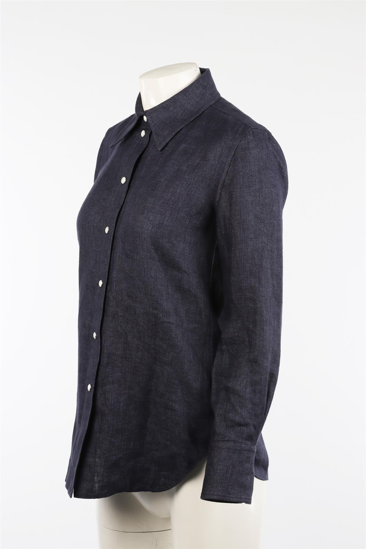 CHLOÉ BLUE LINEN SHIRT FR 36 UK 8 - Image 3