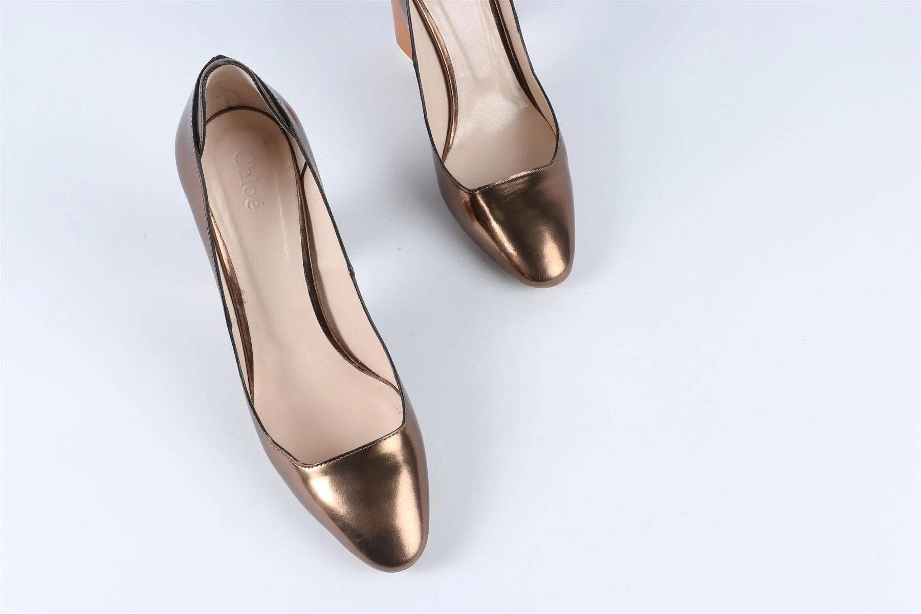 CHLOÉ BRONZE LEATHER PUMPS EU 37.5 UK 4.5 US 7.5 - Image 4