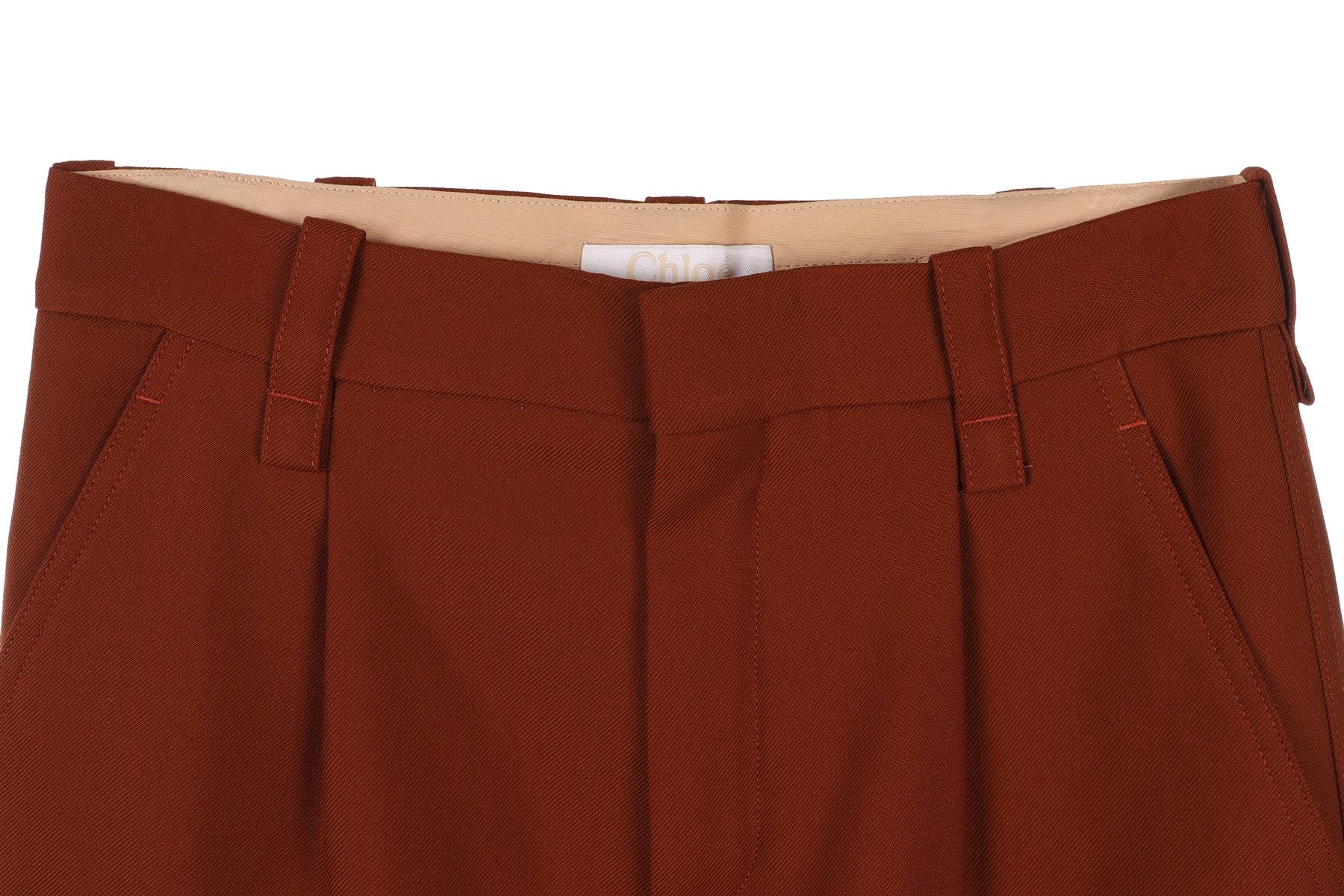 CHLOE BROWN WOOL TAPERED PANTS FR 36 UK 8 - Image 3