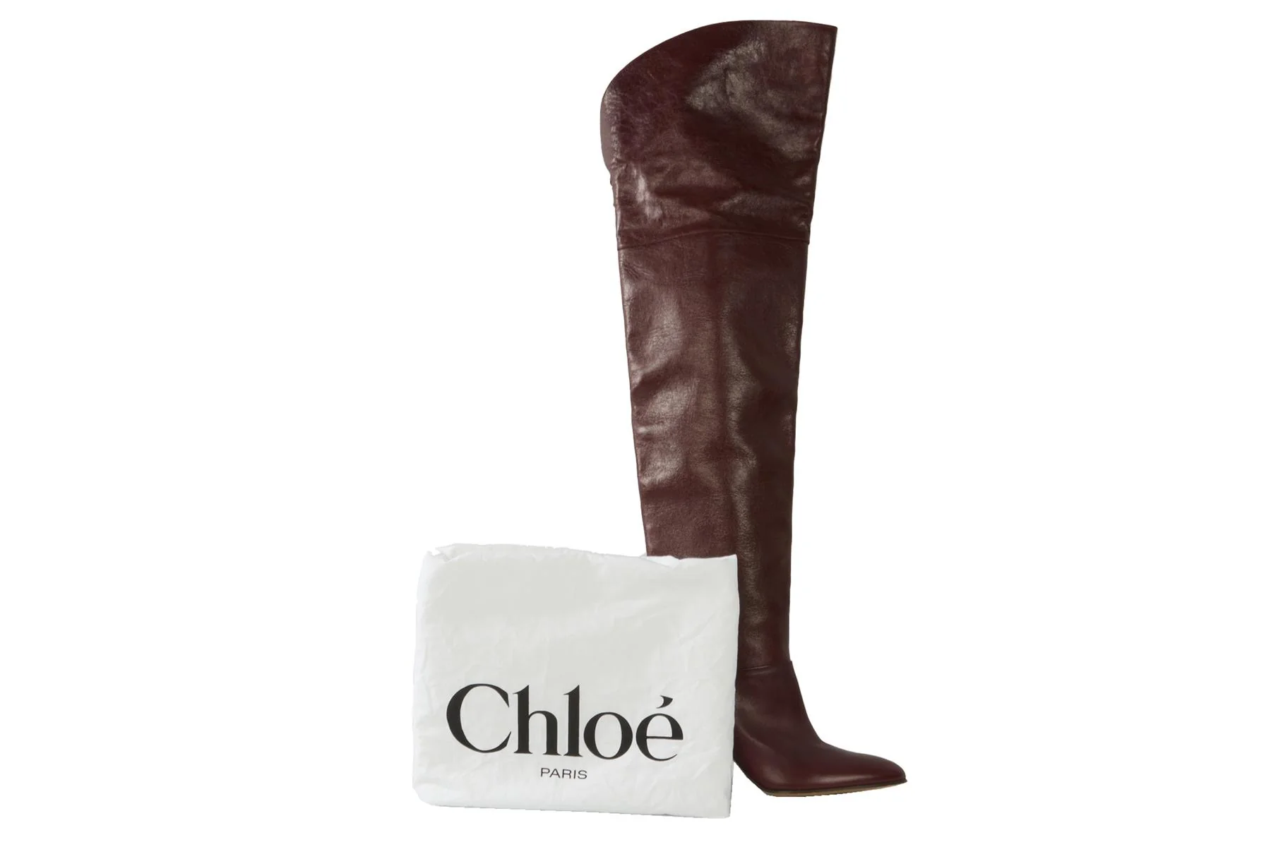 CHLOÉ BURGUNDY LEATHER OVER THE KNEE BOOTS EU 39 UK 6 US 9 - Image 7