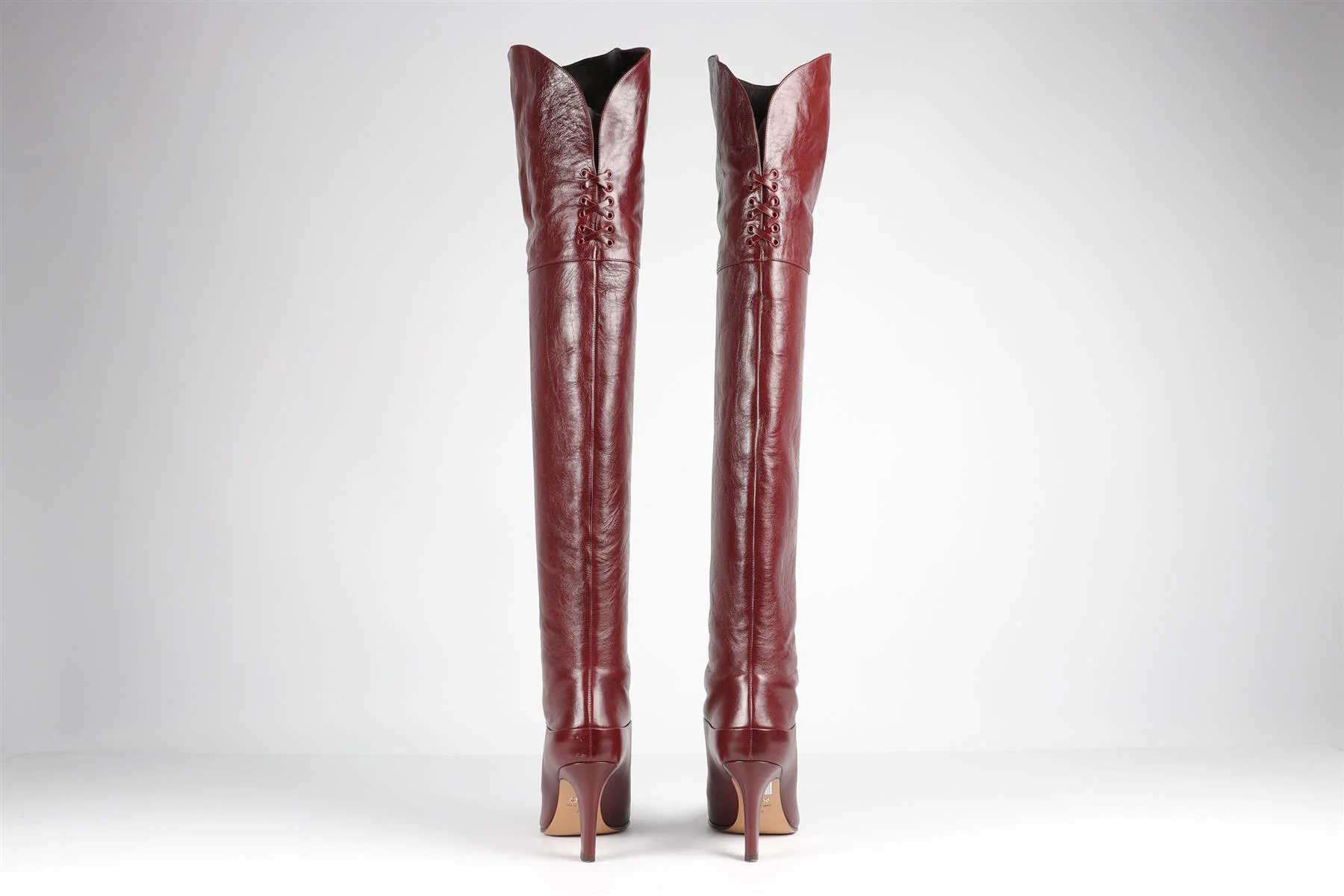 CHLOÉ BURGUNDY LEATHER OVER THE KNEE BOOTS EU 39 UK 6 US 9 - Image 5