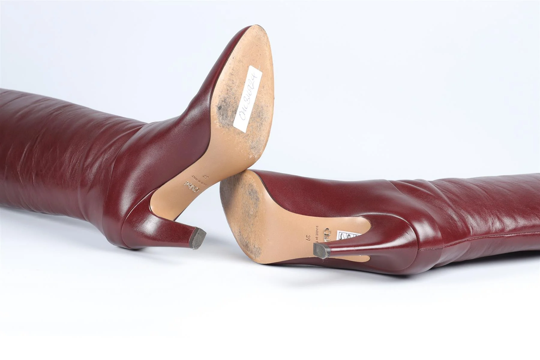 CHLOÉ BURGUNDY LEATHER OVER THE KNEE BOOTS EU 39 UK 6 US 9 - Image 6