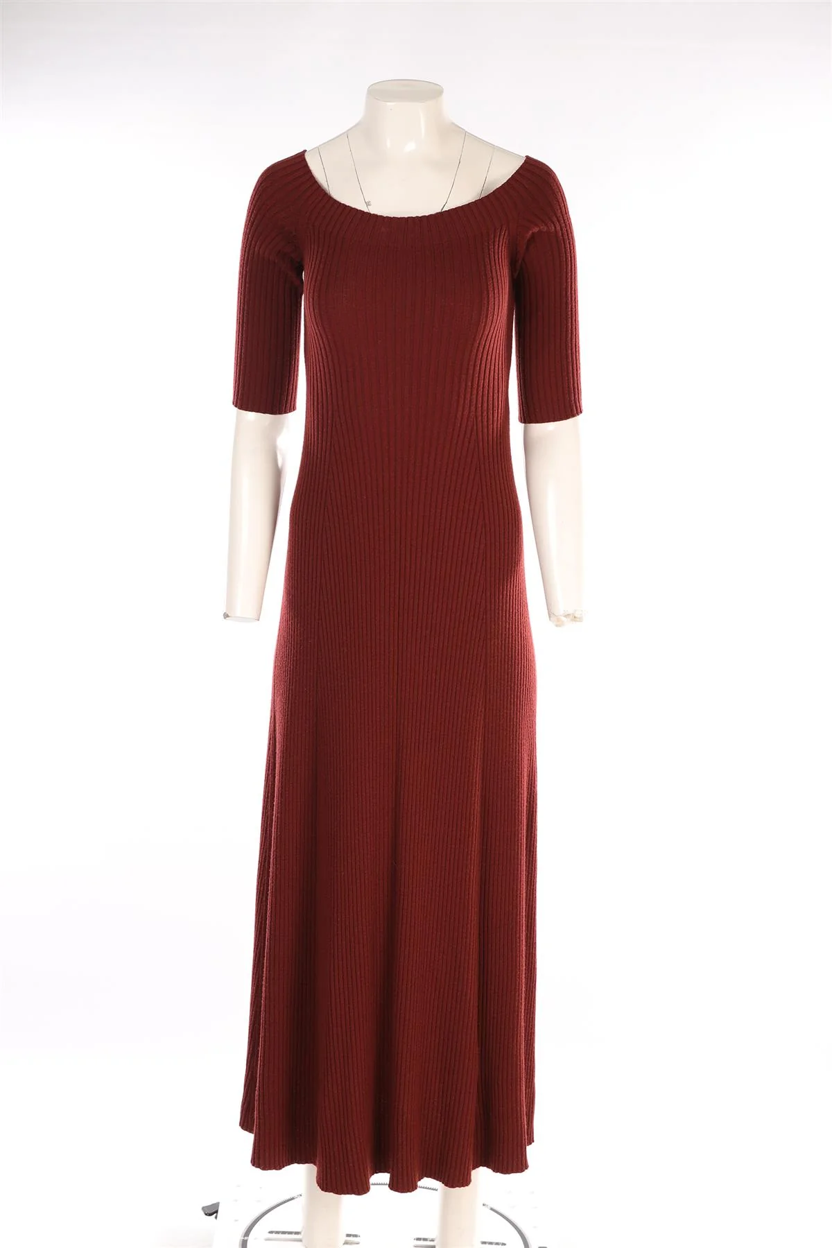 CHLOÉ BURGUNDY WOOL MAXI DRESS MEDIUM - Image 2