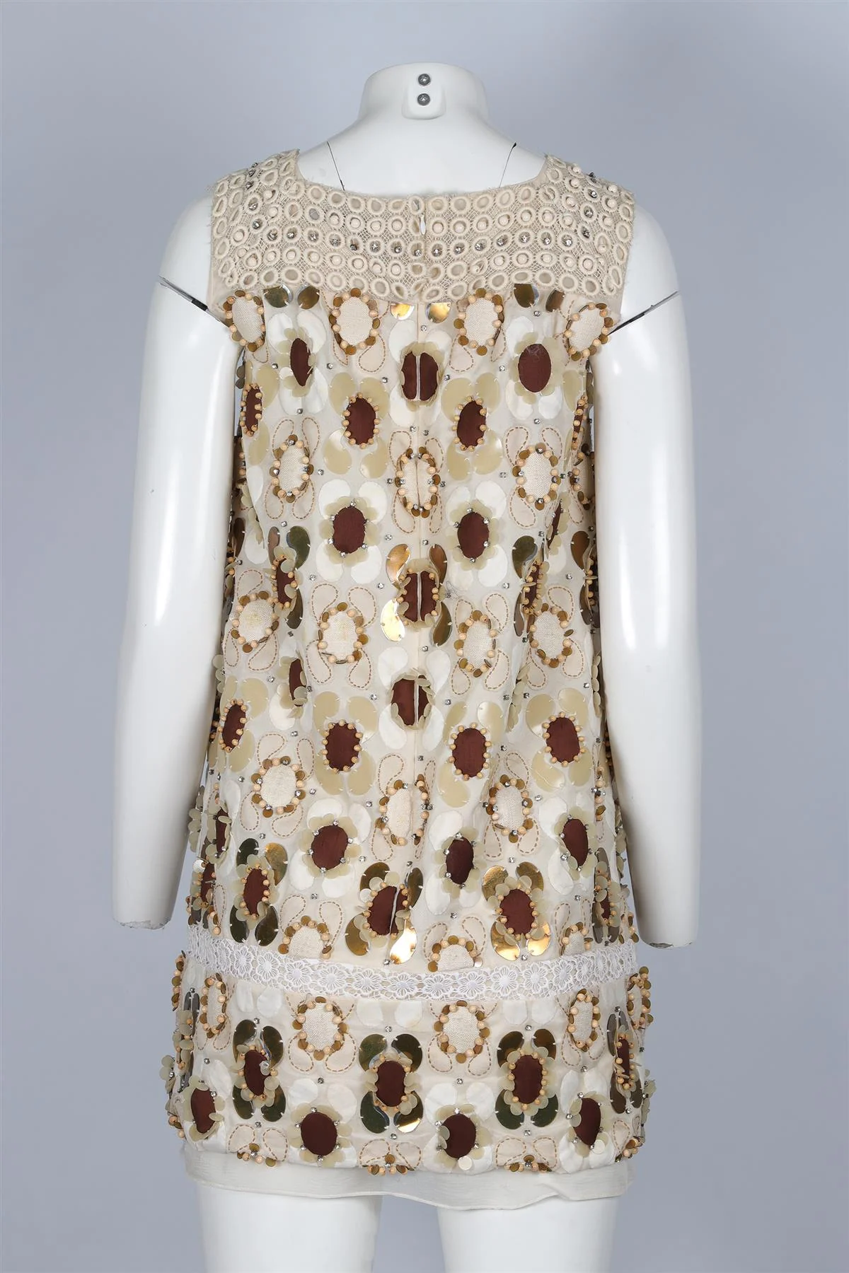 CHLOÉ CREAM 2007 SILK MINI DRESS FR 36 UK 8 - Image 4