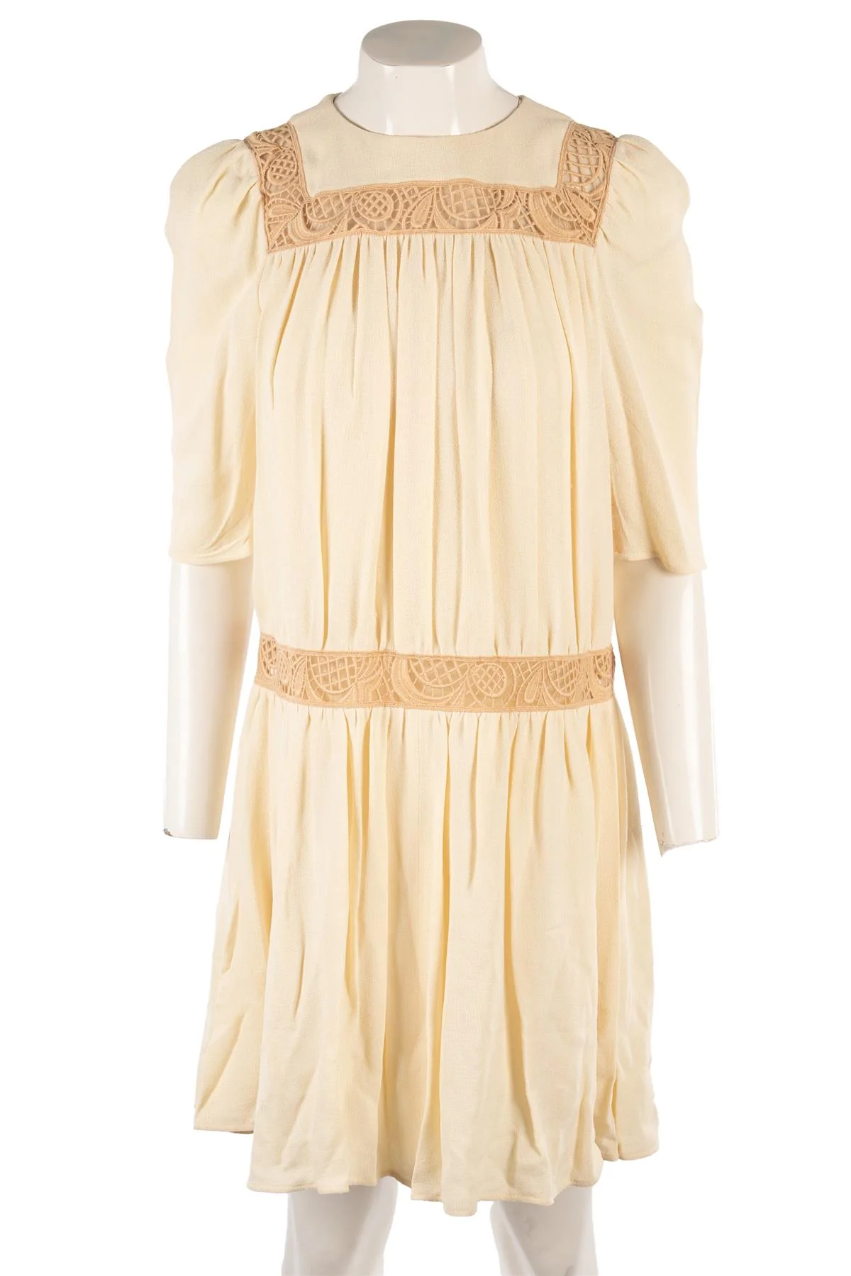 CHLOÉ CREAM CREPE MINI DRESS FR 36 UK 8 - Image 2