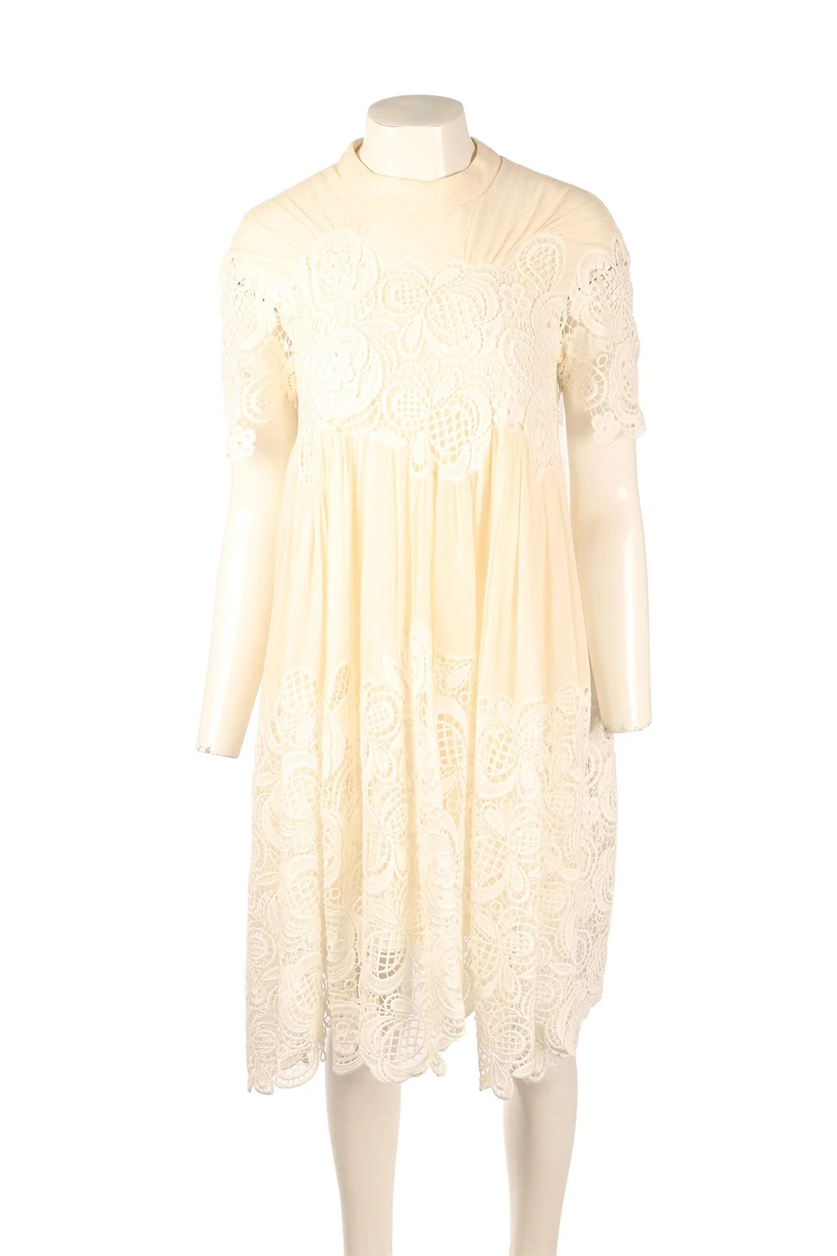 CHLOÉ CREAM SILK MINI DRESS FR 36 UK 8 - Image 2