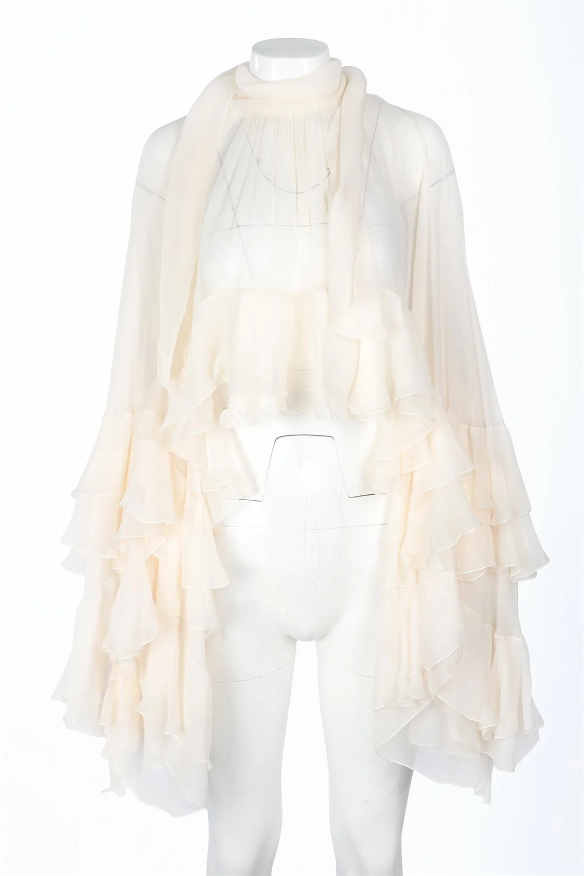 CHLOÉ CREAM SILK TOP FR 36 UK 8 - Image 3