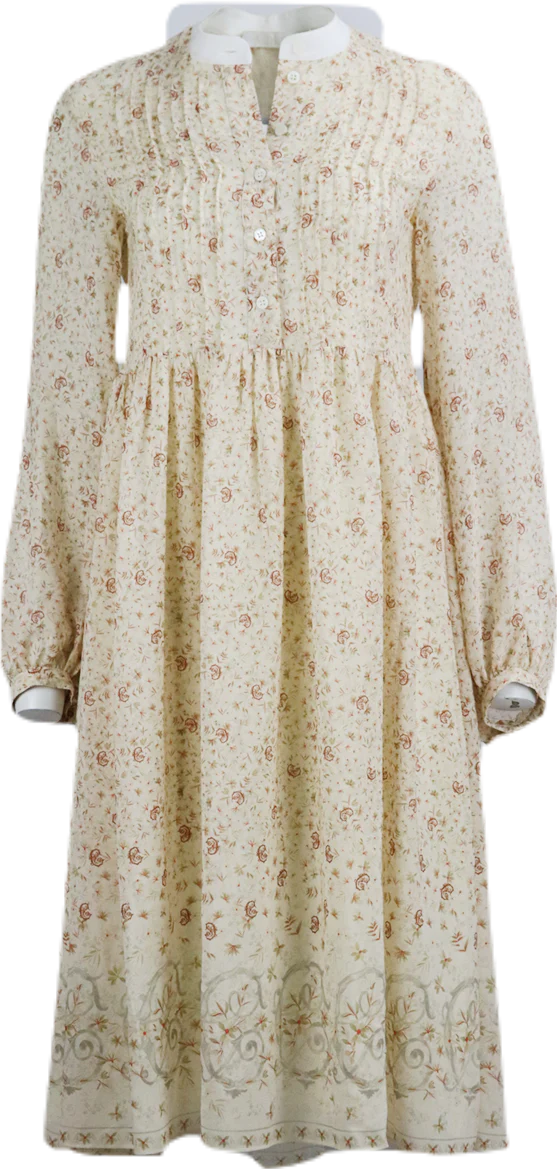 CHLOÉ FLORAL PRINT SILK MIDI DRESS FR 34 UK 6 - Image 6