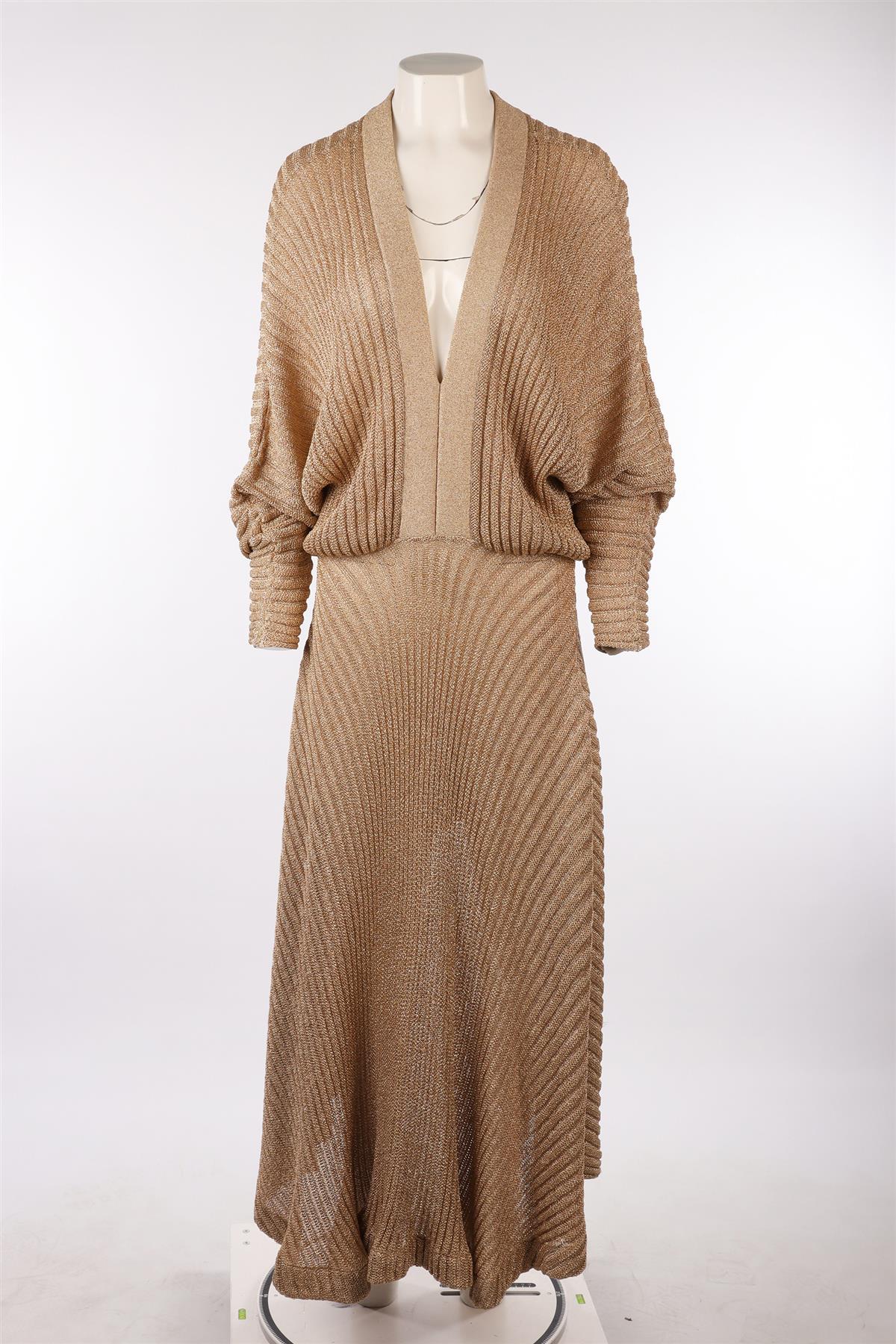 CHLOÉ GOLD KNIT MAXI DRESS SMALL - Image 2