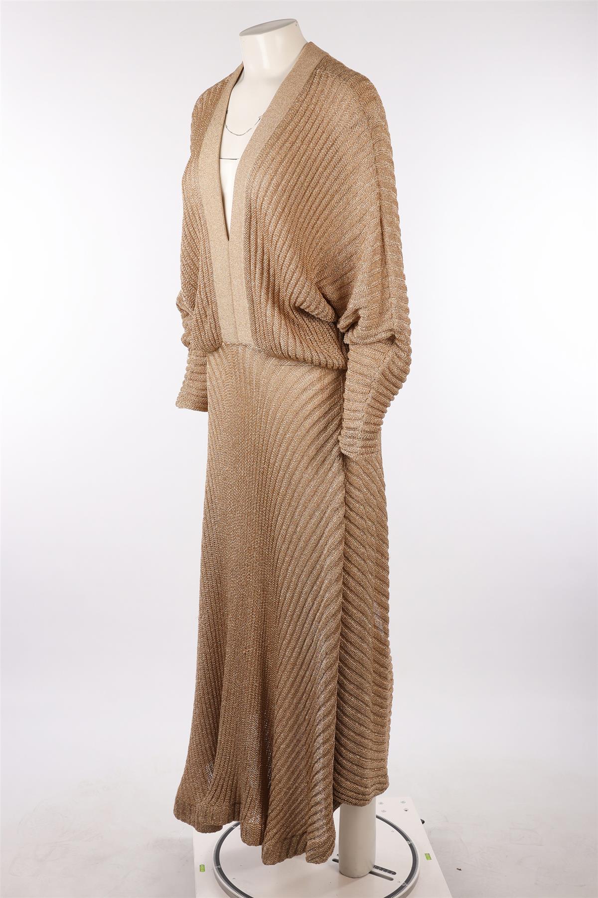 CHLOÉ GOLD KNIT MAXI DRESS SMALL - Image 3