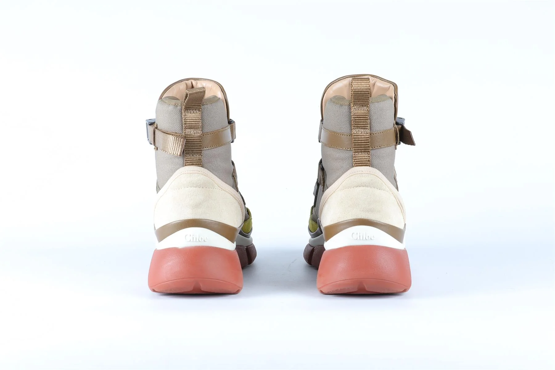 CHLOE GREEN CANVAS AND LEATHER SNEAKERS EU 39 UK 6 US 9 - Image 5