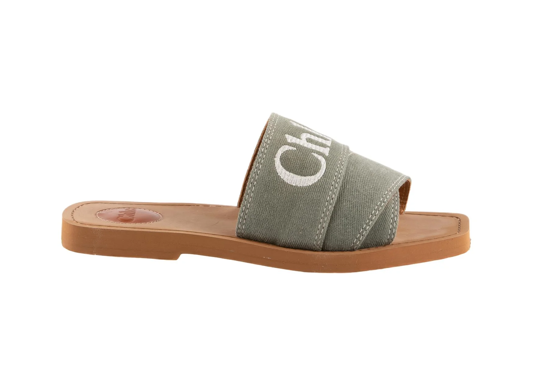 CHLOÉ GREEN WOODY CANVAS SANDALS EU 37 - Image 2