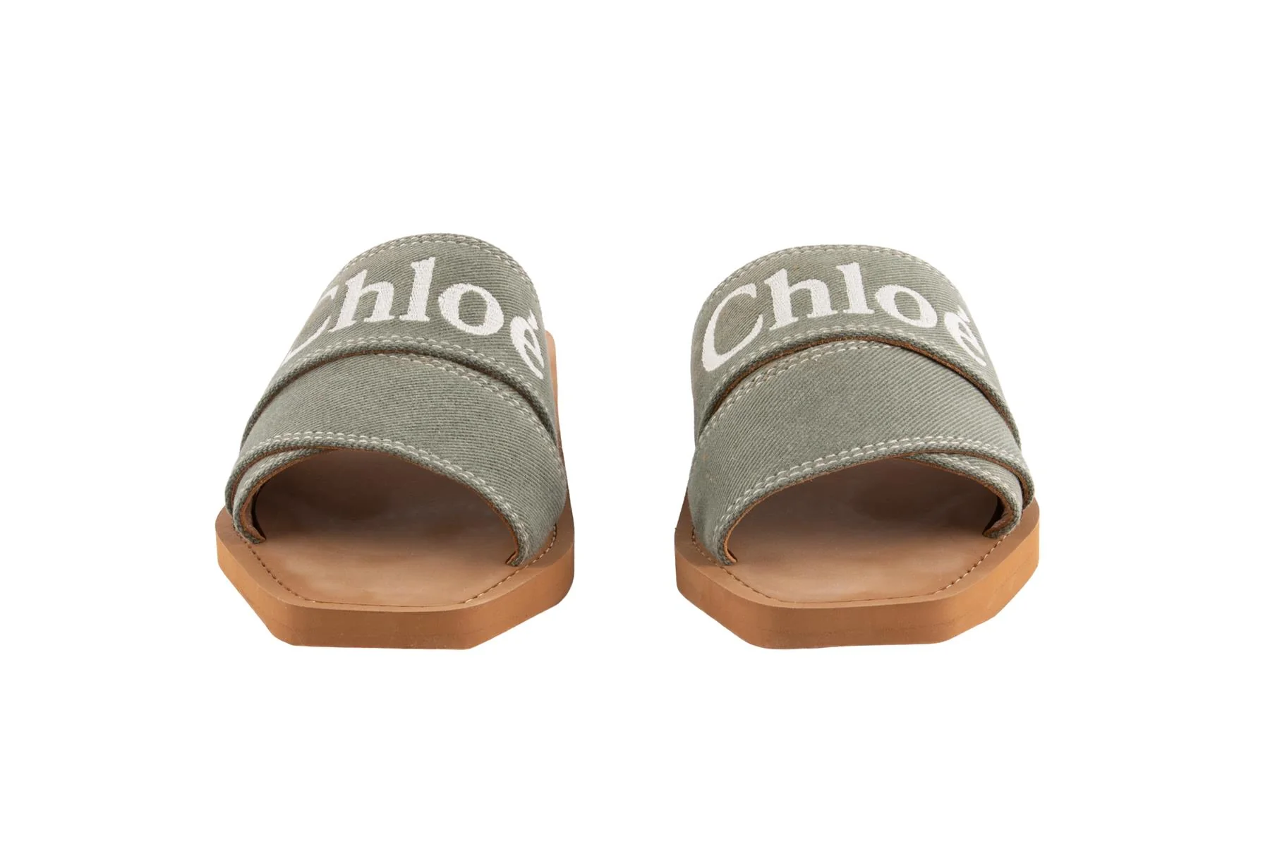 CHLOÉ GREEN WOODY CANVAS SANDALS EU 37 - Image 3