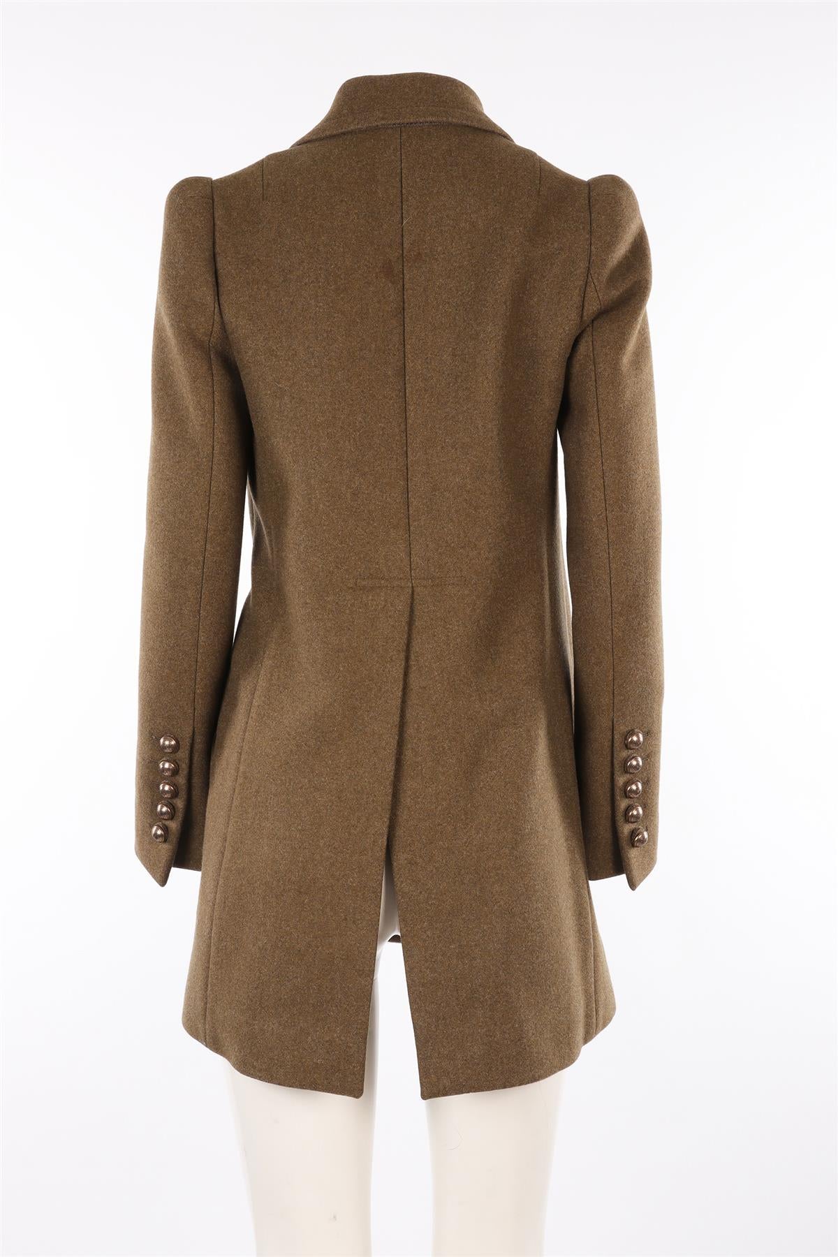 CHLOÉ GREEN WOOL COAT FR 36 UK 8 - Image 4
