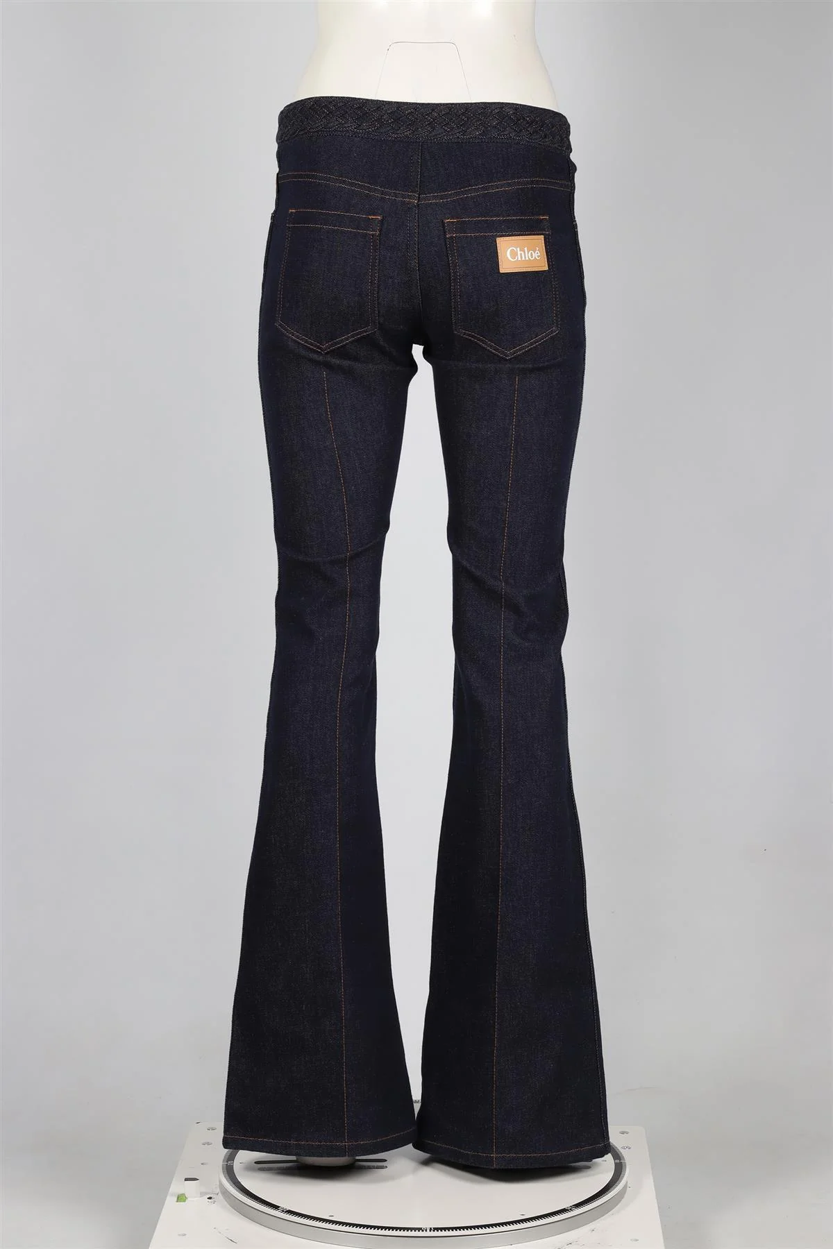 CHLOÉ NAVY HIGH RISE FLARED JEANS FR 36 UK 8 - Image 4