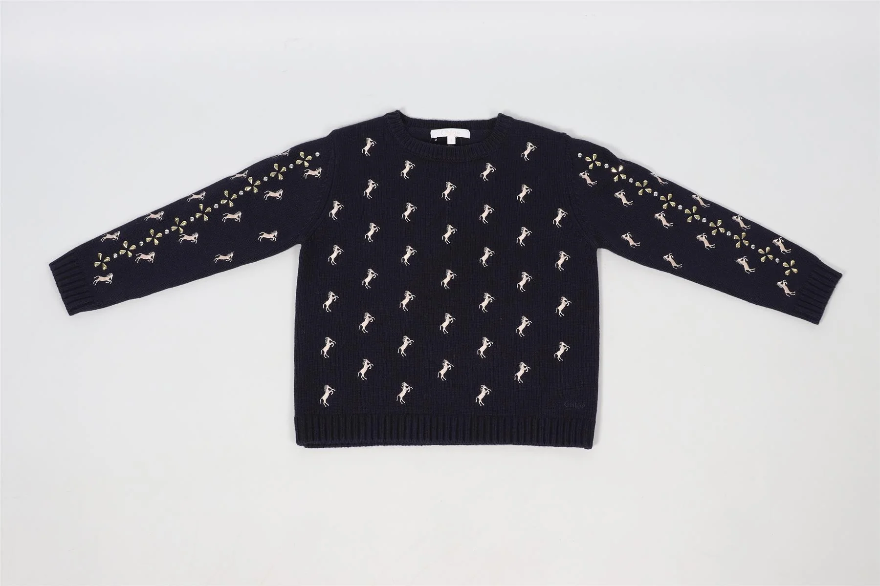 CHLOÉ NAVY KIDS GIRLS COTTON BLEND SWEATER 4 YEARS - Image 2