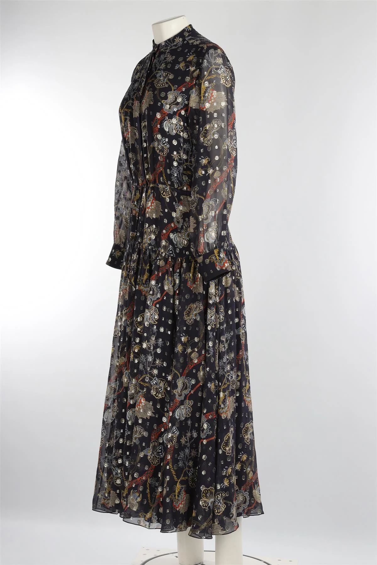 CHLOÉ NAVY SILK MAXI DRESS FR 36 UK 8 - Image 3