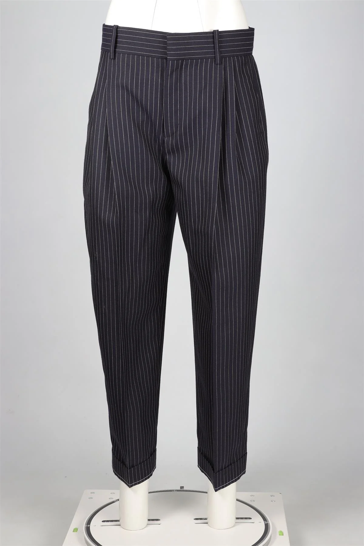 CHLOÉ NAVY WOOL STRAIGHT LEG PANTS FR 40 UK 12 - Image 2