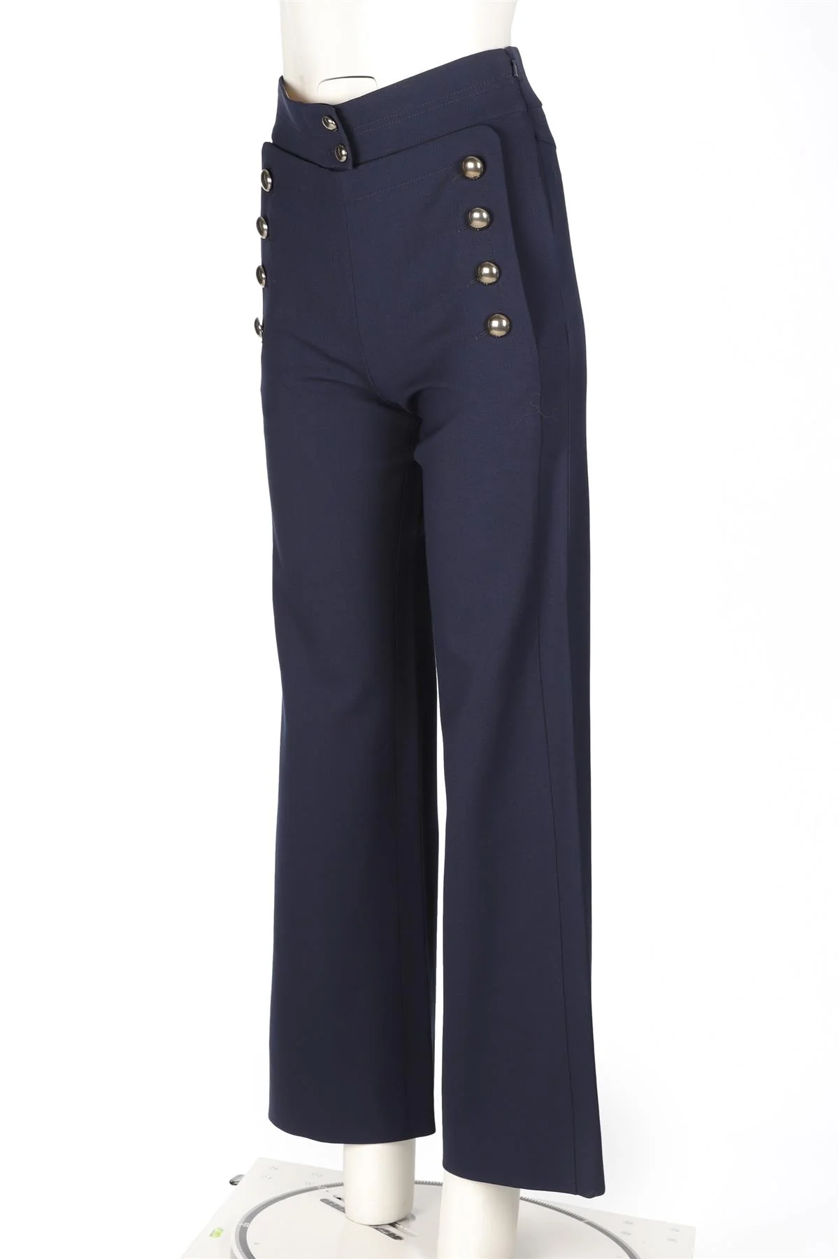 CHLOÉ NAVY WOOL WIDE LEG PANTS FR 34 UK 6 - Image 3