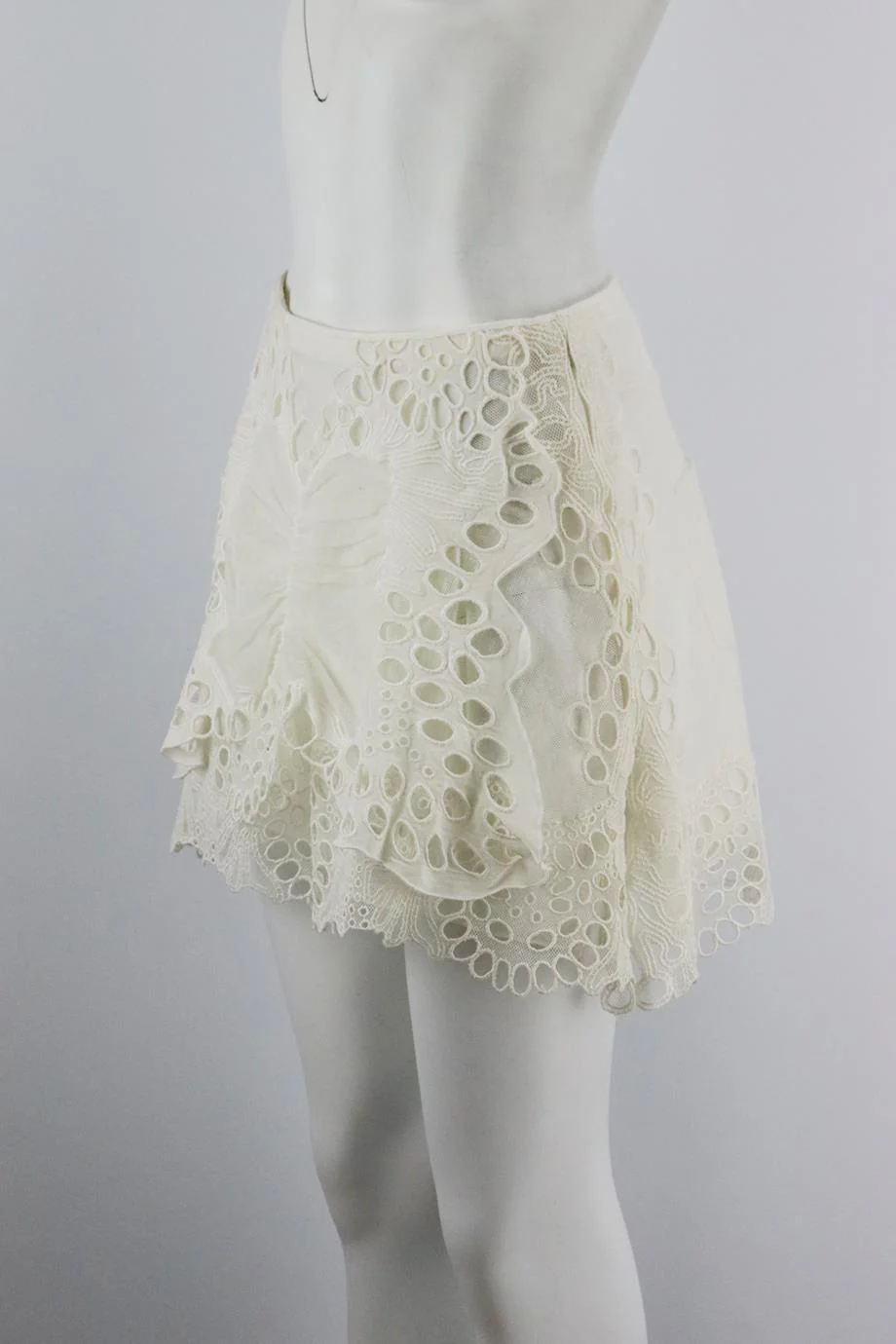 CHLOÉ TULLE AND LINEN BLEND MINI SKIRT FR 34 UK 6 - Image 3