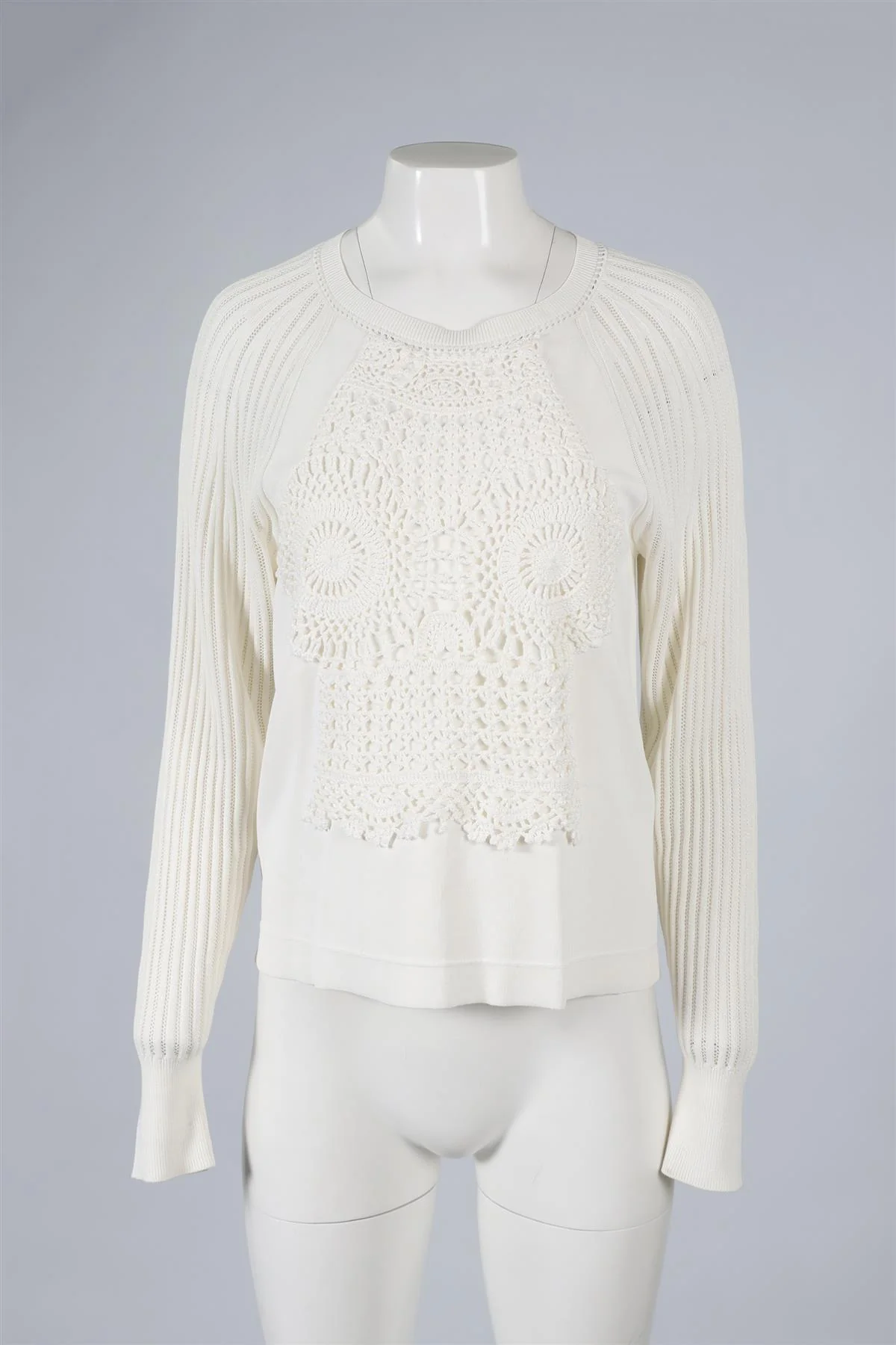CHLOÉ WHITE COTTON BLEND SWEATER SMALL - Image 2
