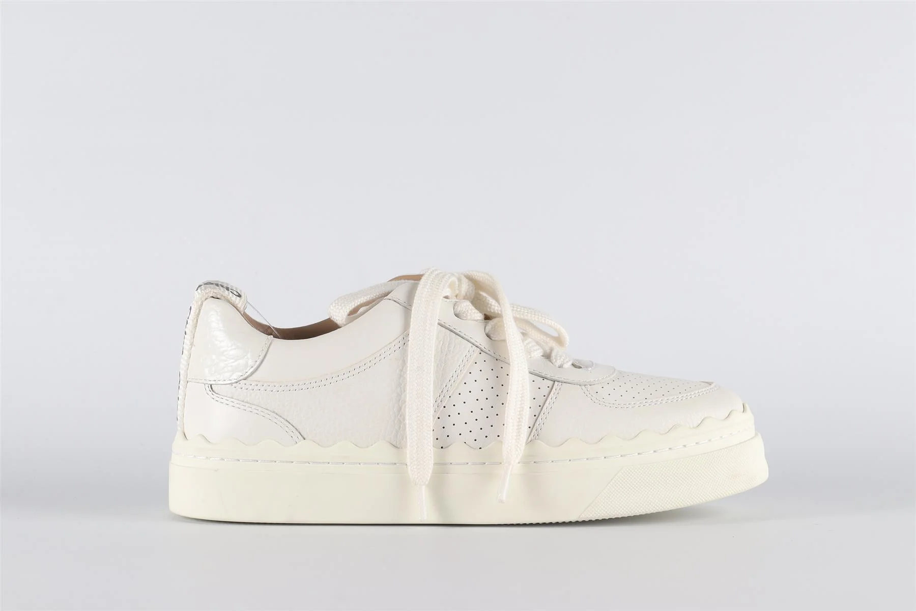 CHLOÉ WHITE LAUREN LEATHER SNEAKERS EU 36 UK 3 US 6 - Image 2