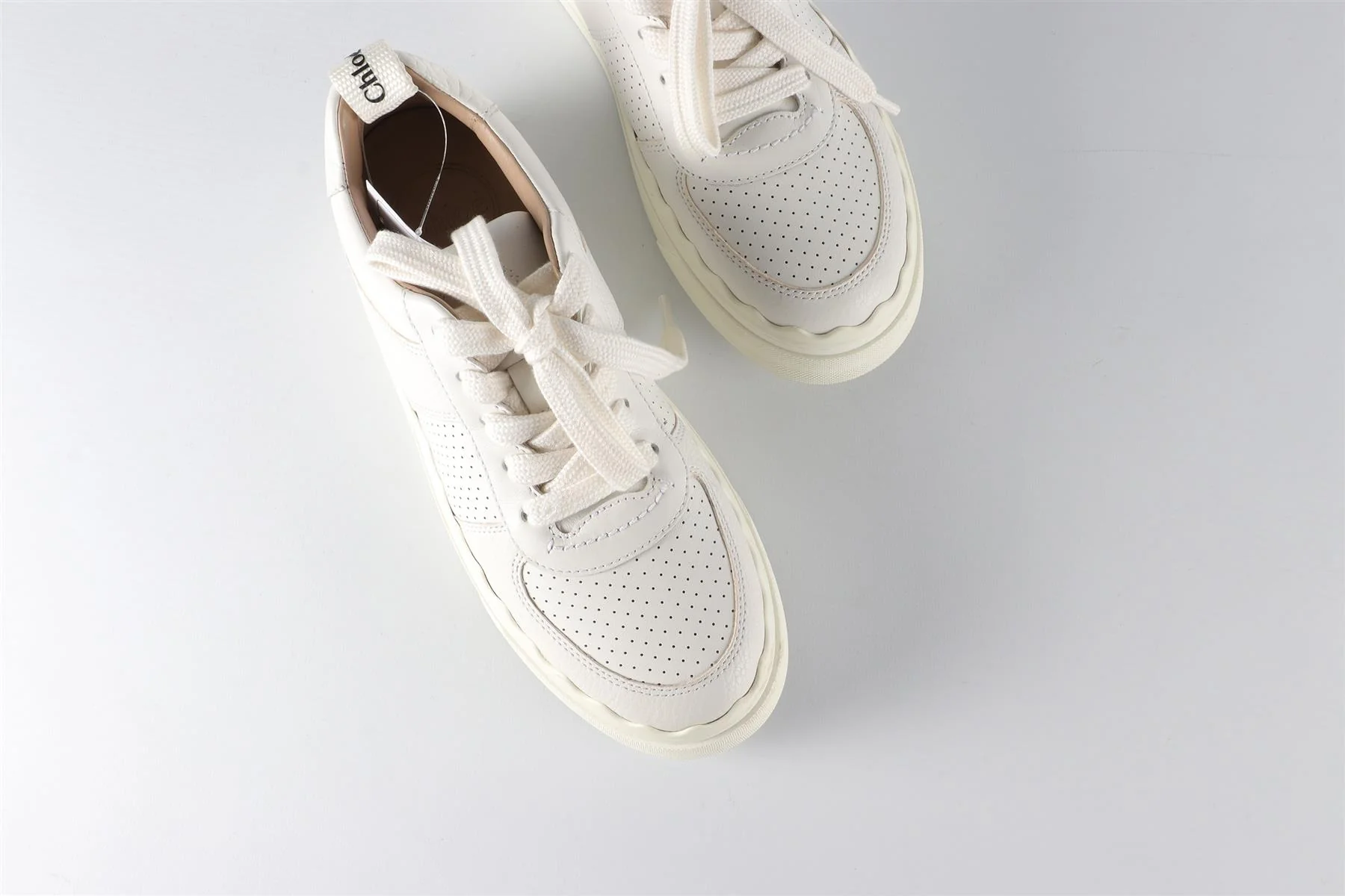 CHLOÉ WHITE LAUREN LEATHER SNEAKERS EU 36 UK 3 US 6 - Image 4