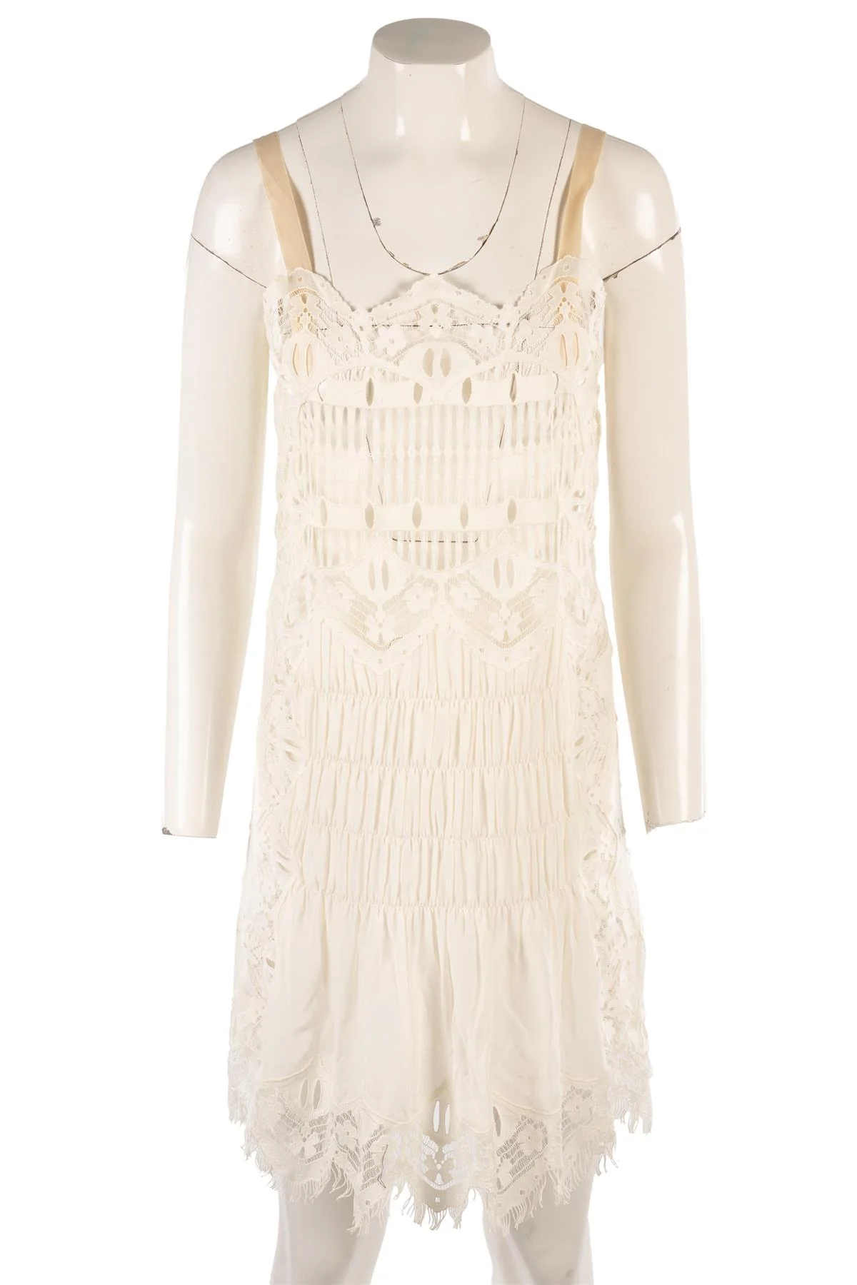 CHLOÉ WHITE SILK MINI DRESS FR 34 UK 6 - Image 2