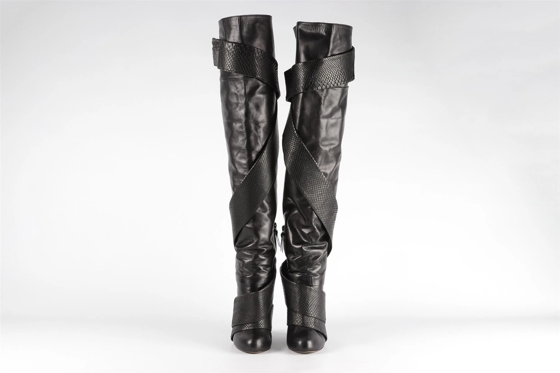 CHRISSIE MORRIS BLACK LEATHER OVER THE KNEE BOOTS EU 38 UK 5 US 8 - Image 3