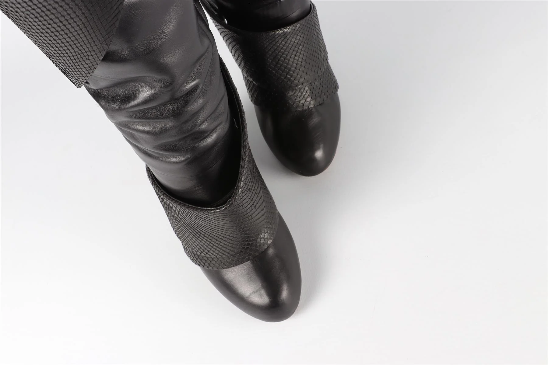 CHRISSIE MORRIS BLACK LEATHER OVER THE KNEE BOOTS EU 38 UK 5 US 8 - Image 4