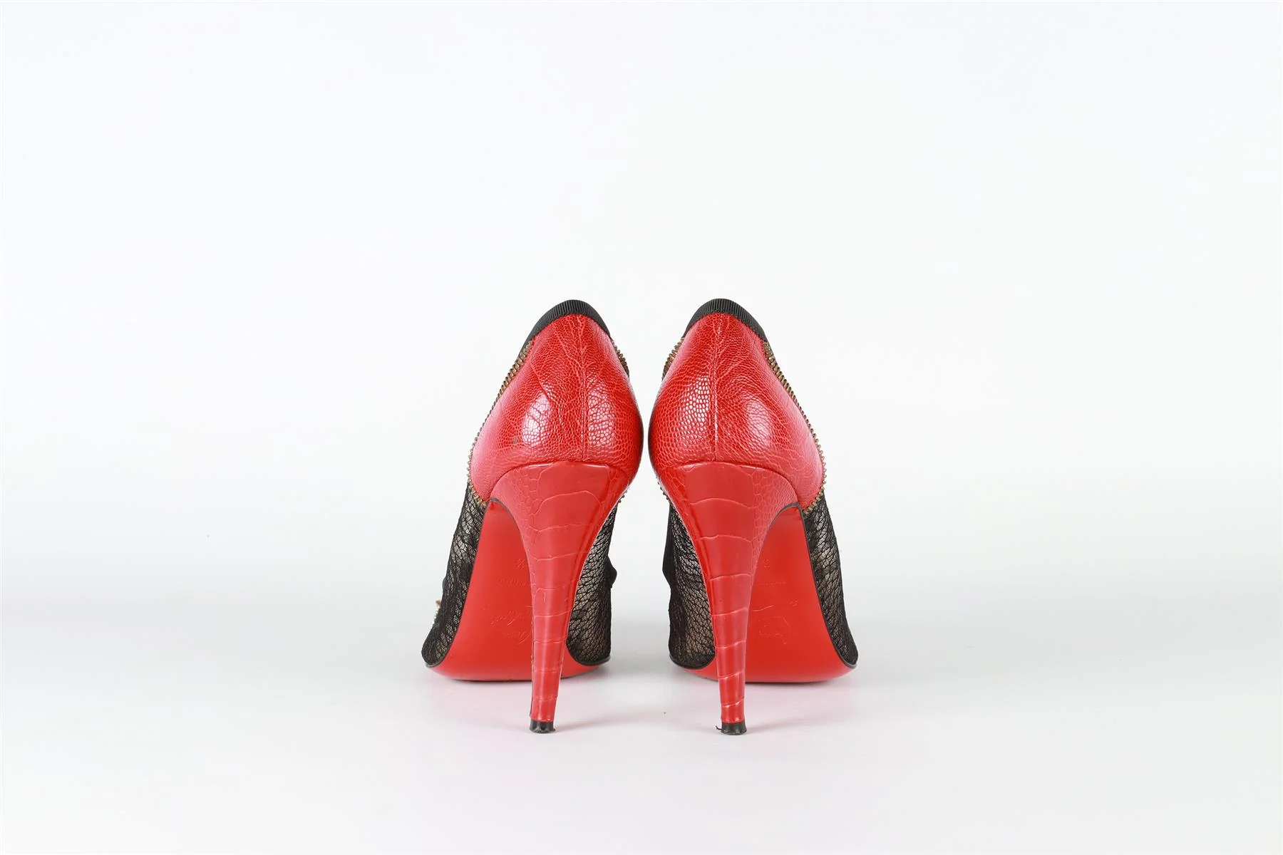 CHRISTAIN LOUBOUTIN RED LACE AND LEATHER PUMPS EU 38.5 UK 4.5 US 7.5 - Image 5