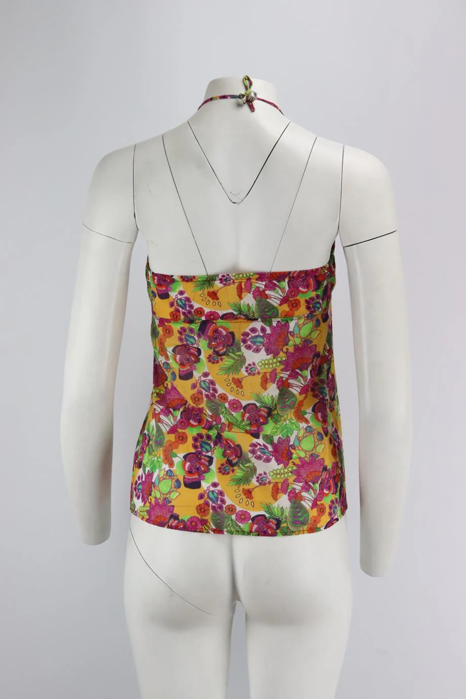 CHRISTIAN DIOR 2004 FLORAL PRINT COTTON HALTERNECK TOP FR 38 UK 10 - Image 4