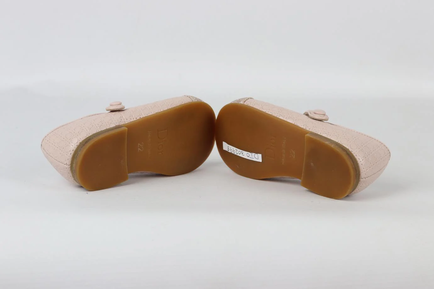 CHRISTIAN DIOR BABY GIRLS MICROCANNAGE LEATHER BALLERINA FLATS EU 22 UK 5 - Image 5
