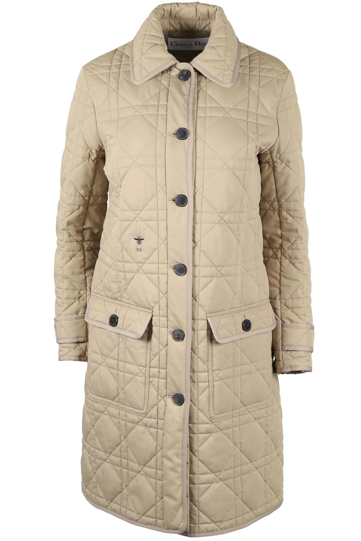 CHRISTIAN DIOR BEIGE 2022 CANNAGE COTTON COAT SMALL