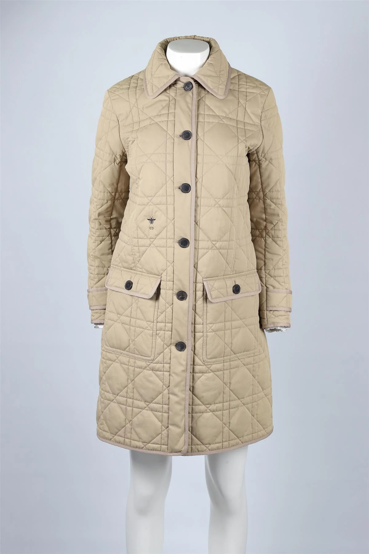 CHRISTIAN DIOR BEIGE 2022 CANNAGE COTTON COAT SMALL - Image 2
