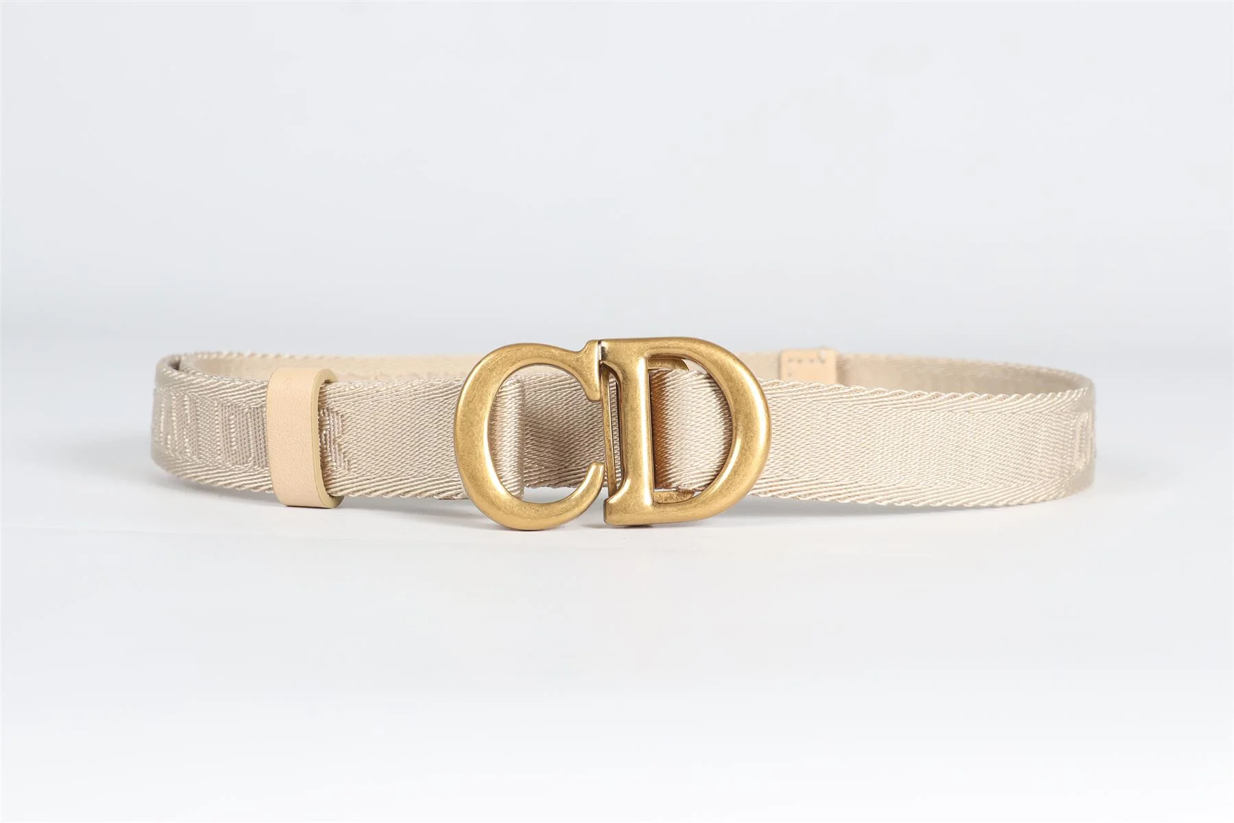 CHRISTIAN DIOR BEIGE CD FABRIC WAIST BELT ONE SIZE - Image 6