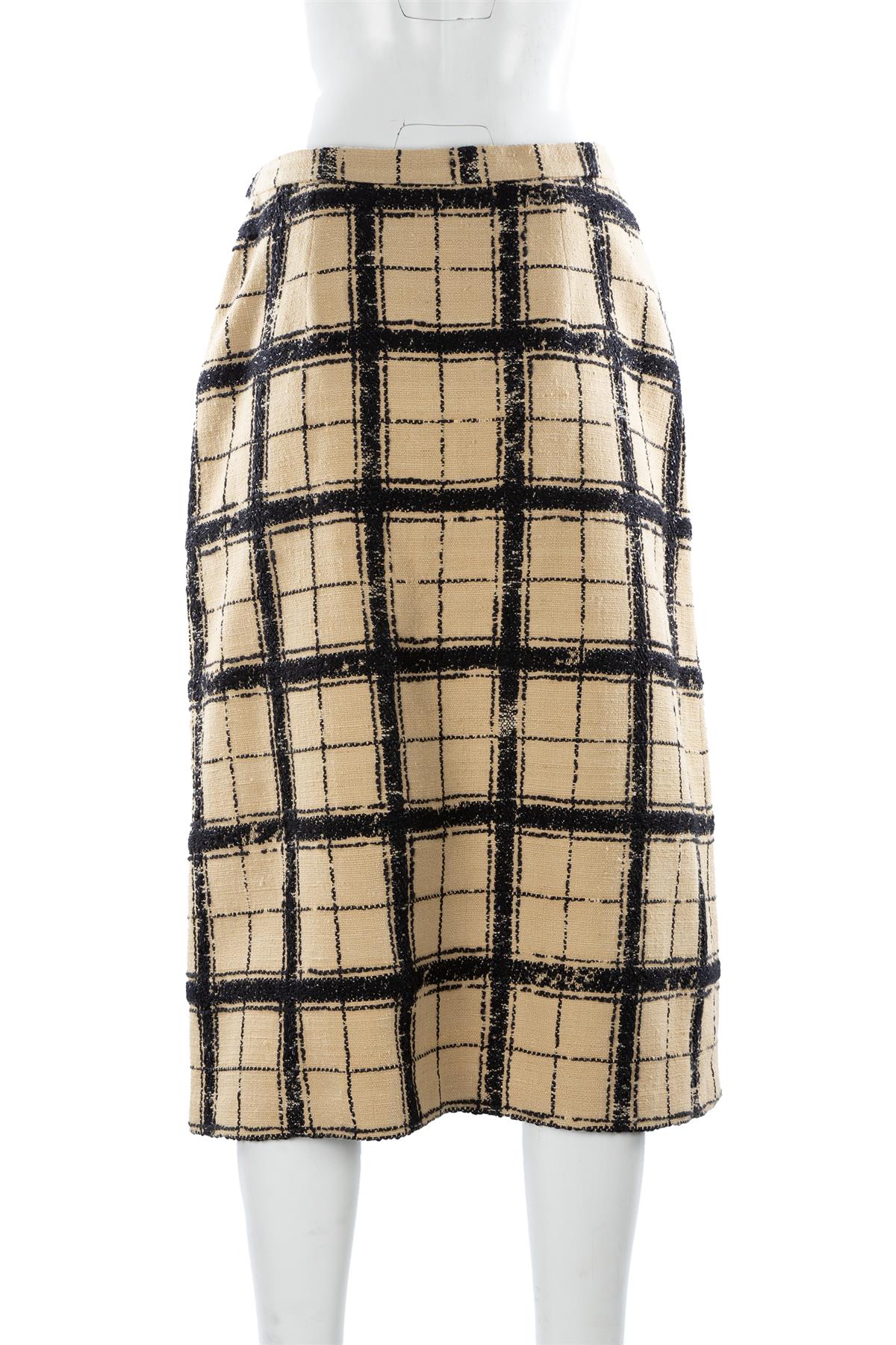 CHRISTIAN DIOR BEIGE COTTON MIDI SKIRT FR 38 UK 10 - Image 4