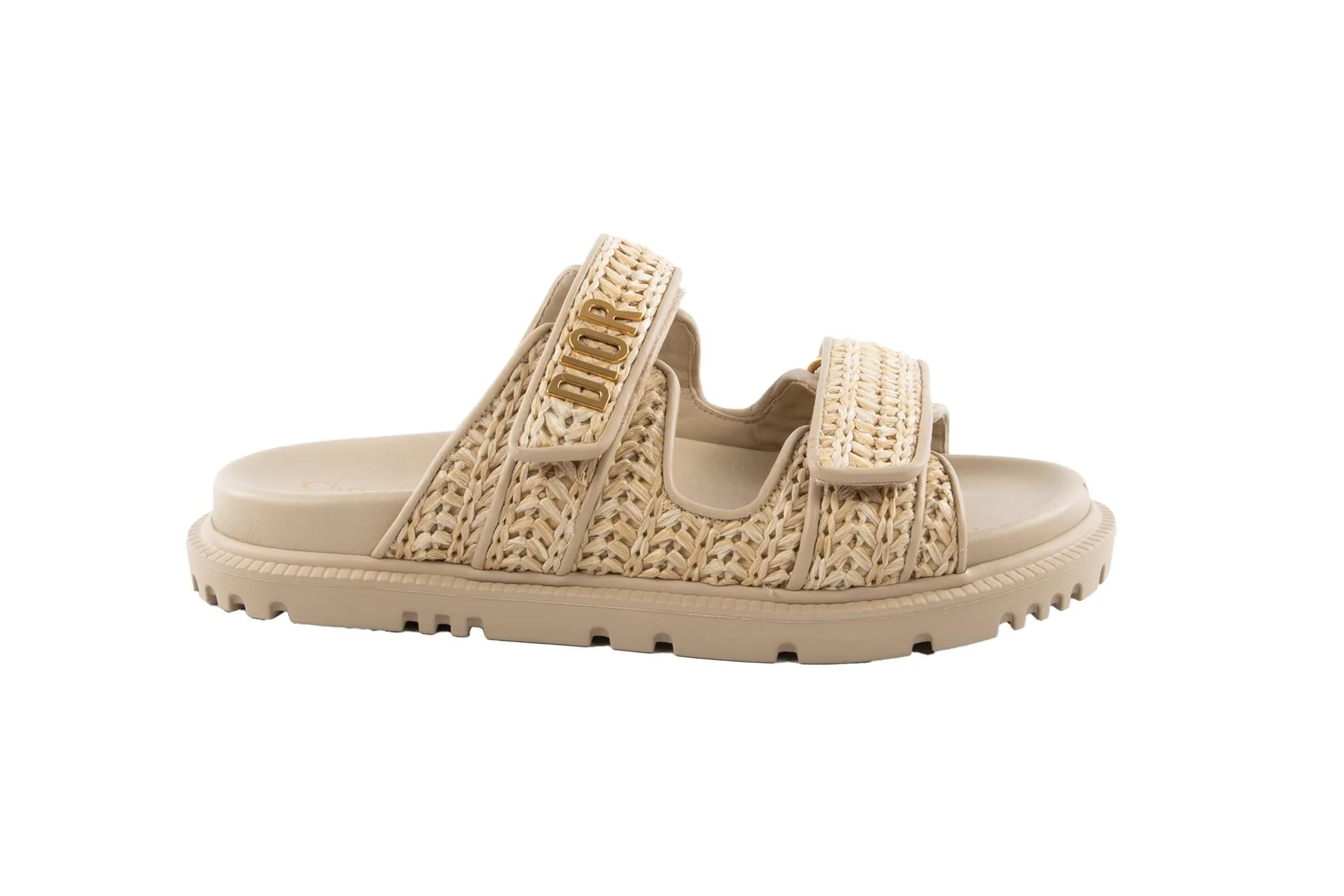 CHRISTIAN DIOR BEIGE DIORACT RAFFIA SLIDES EU 37.5 UK 4.5 US 7.5 - Image 2