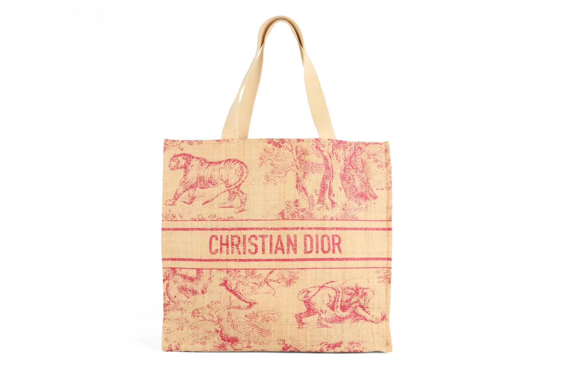CHRISTIAN DIOR BEIGE DIORIVIERA RAFFIA TOTE BAG - Image 2