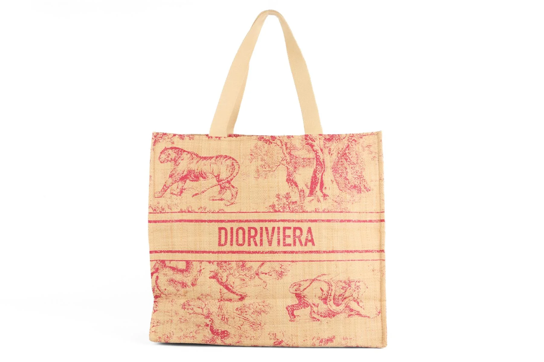 CHRISTIAN DIOR BEIGE DIORIVIERA RAFFIA TOTE BAG - Image 6